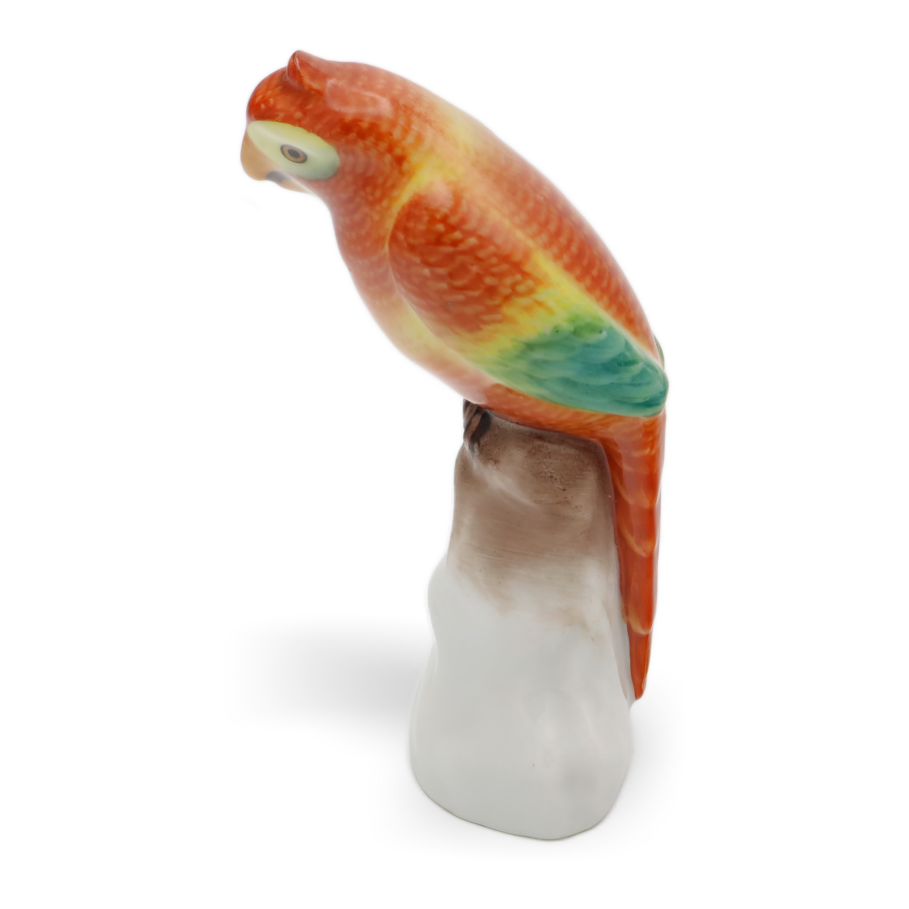 Herend Red Parrot Figurine Hand Painted Classic - Rothschild Bird - Hungarian Porcelain - Vintage Animal Collectible - Rare Herend Art