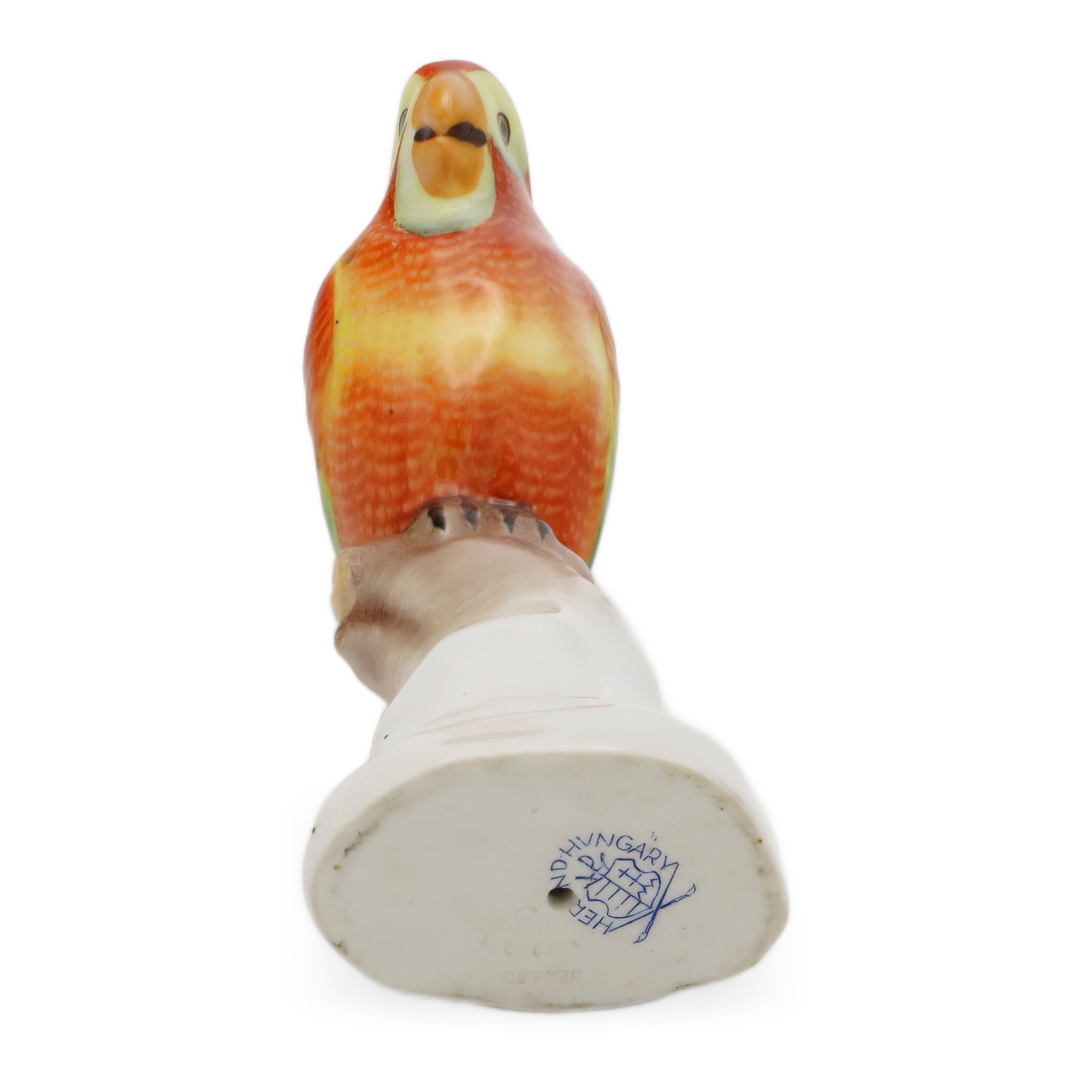 Herend Red Parrot Figurine Hand Painted Classic - Rothschild Bird - Hungarian Porcelain - Vintage Animal Collectible - Rare Herend Art