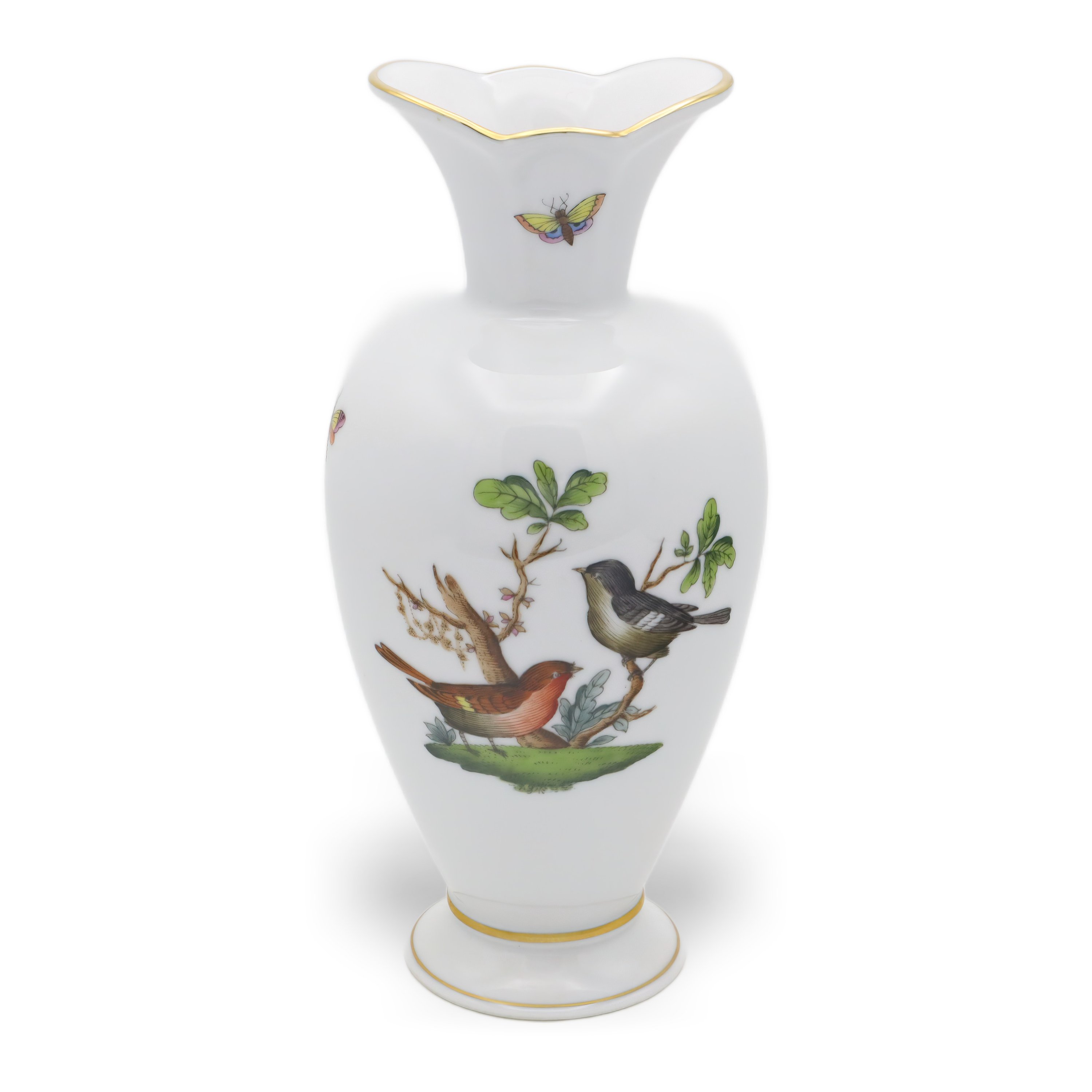 Herend Rothschild Vase - Hand Painted Porcelain - Bird Motif - Hungary Vintage - Luxury Decor