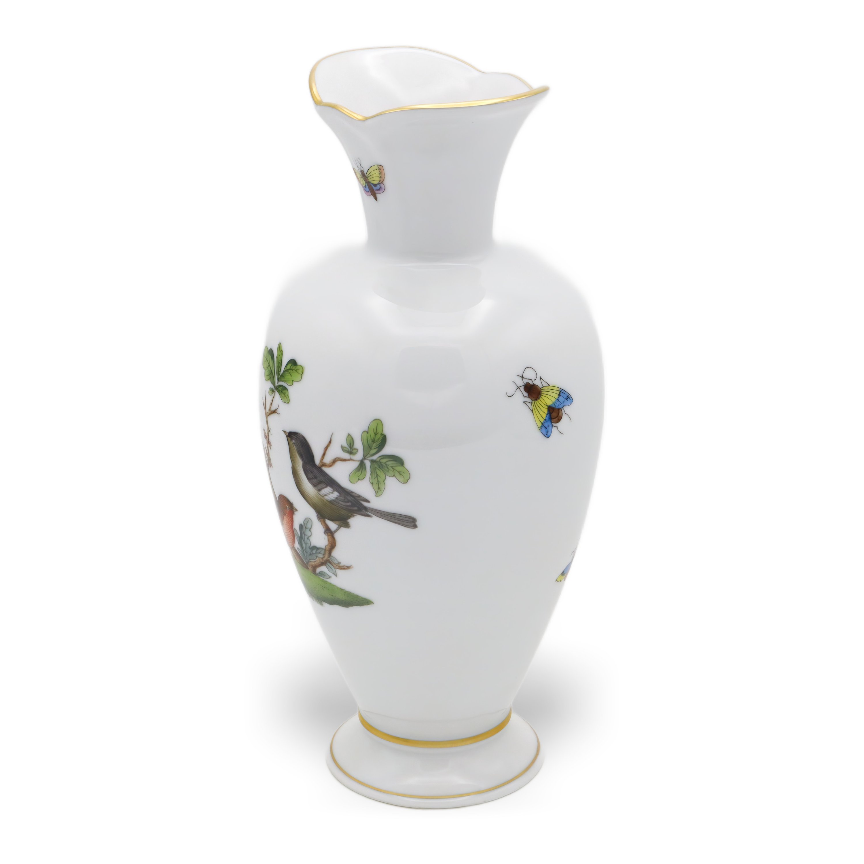 Herend Rothschild Vase - Hand Painted Porcelain - Bird Motif - Hungary Vintage - Luxury Decor