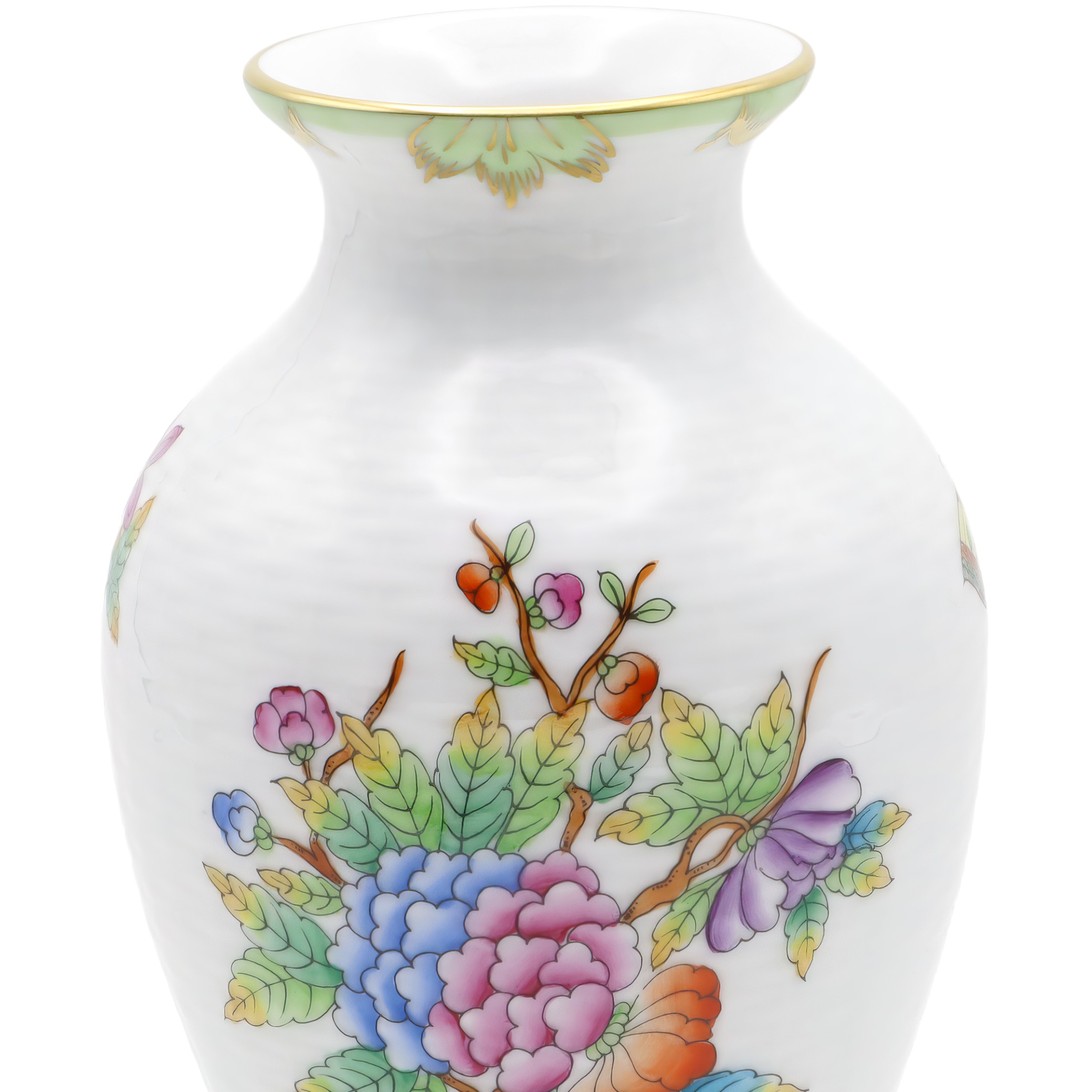 Herend Victoria Basket Weave Floral Vase Upper Section Detailed View Thumbnail for Herend Victoria Basket Weave Floral Vase - Queen Victoria VBO - Hand Painted Porcelain - Hungary - Rare Antique Decor