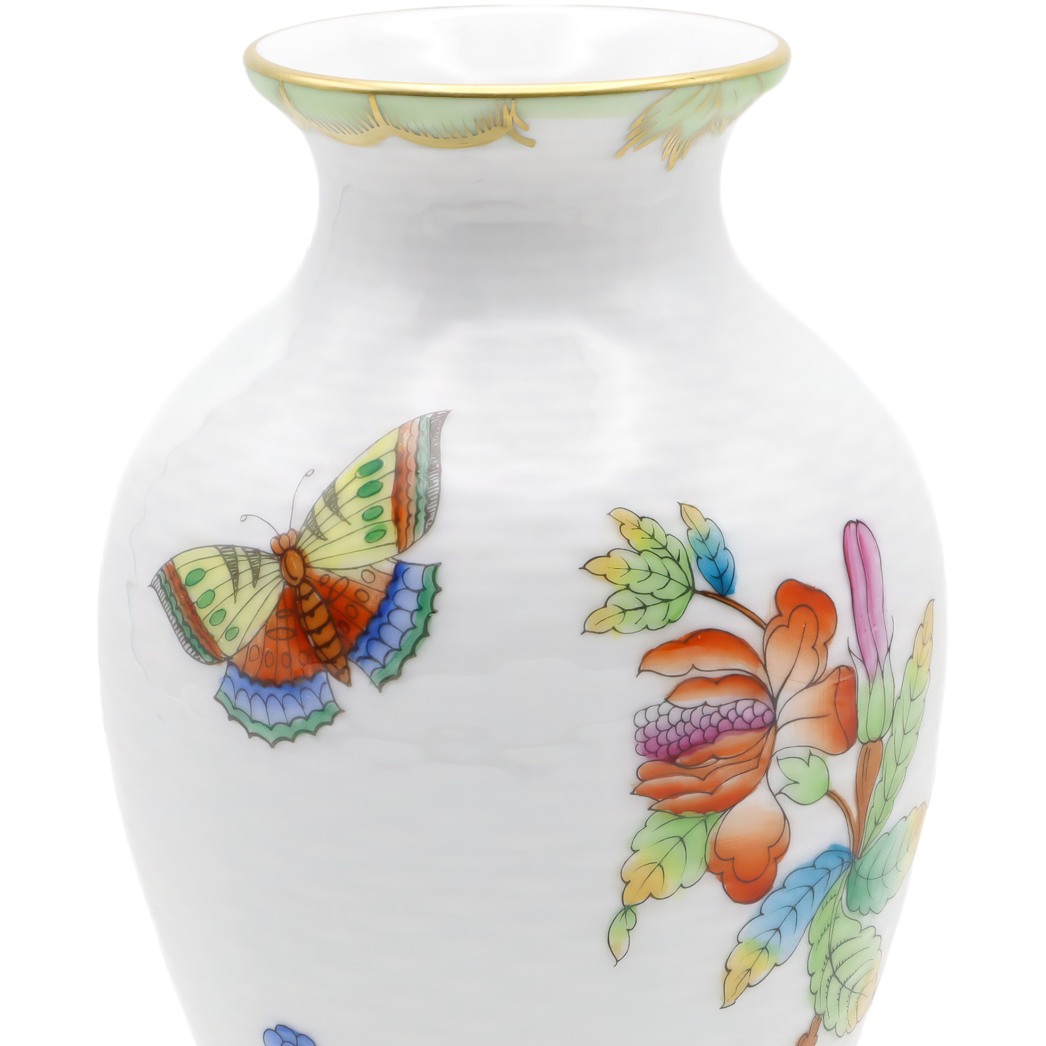 Herend Victoria Basket Weave Floral Vase Detailed View Thumbnail for Herend Victoria Basket Weave Floral Vase - Queen Victoria VBO - Hand Painted Porcelain - Hungary - Rare Antique Decor