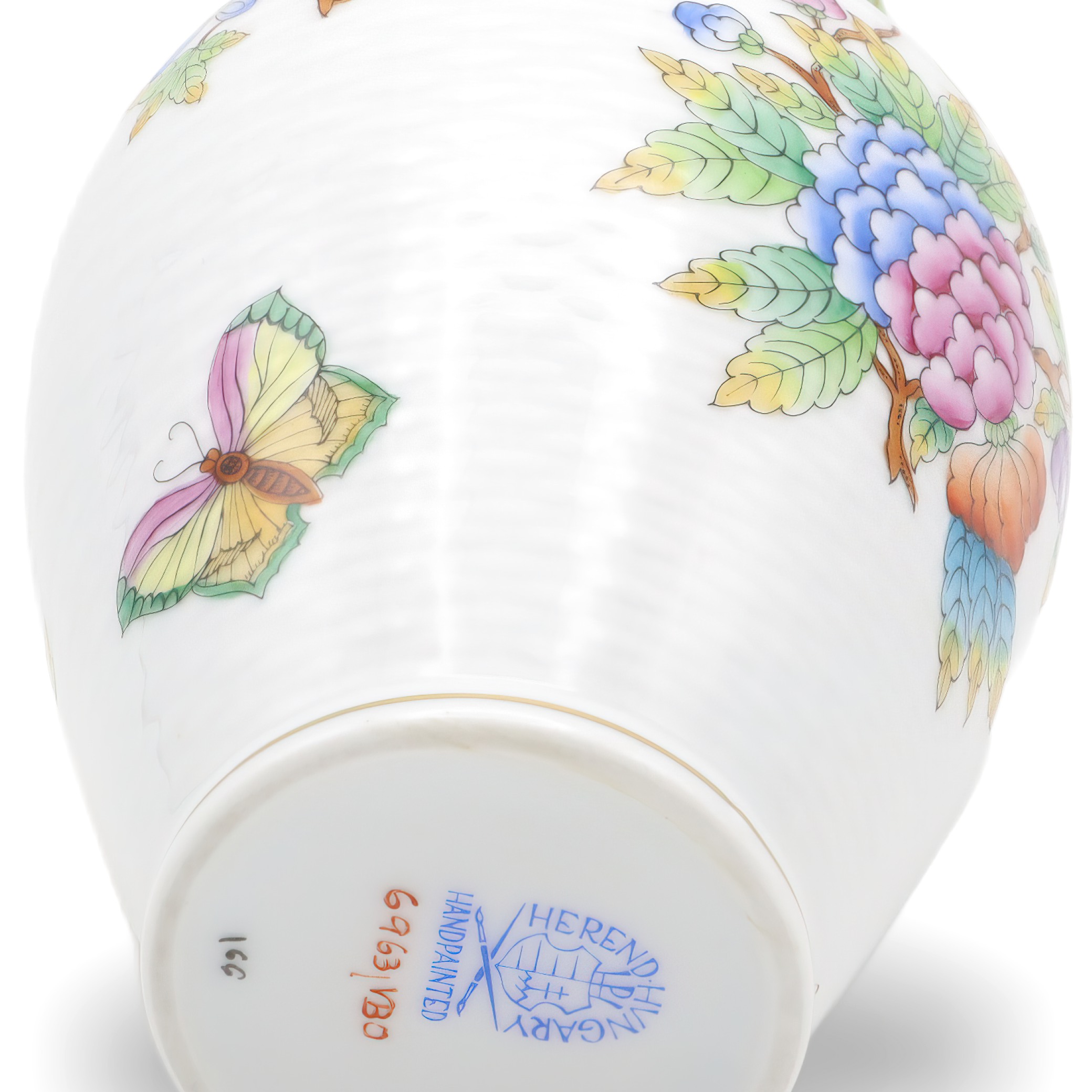 Herend Victoria Basket Weave Floral Vase Base Detailed View Thumbnail for Herend Victoria Basket Weave Floral Vase - Queen Victoria VBO - Hand Painted Porcelain - Hungary - Rare Antique Decor