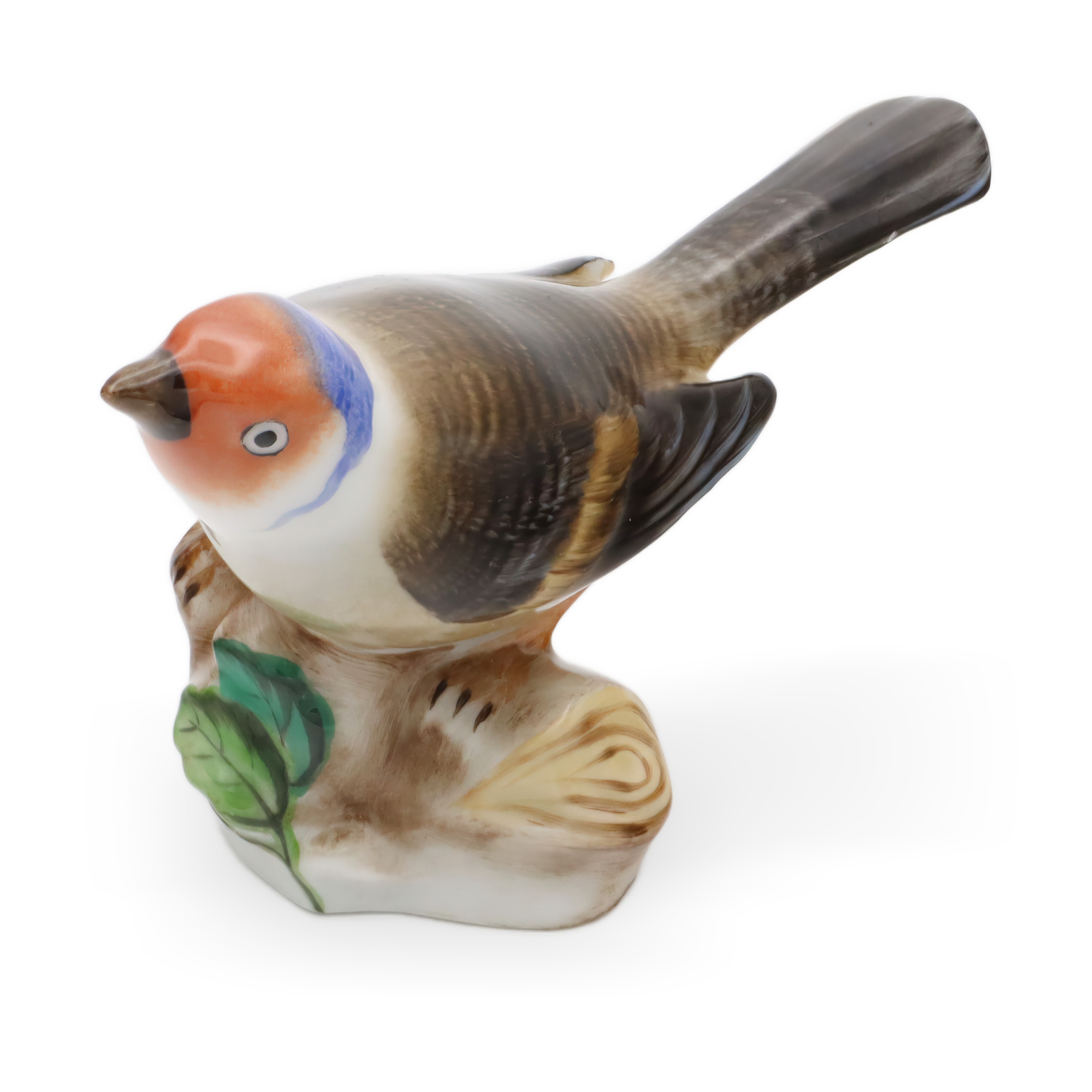 Hand-painted Herend porcelain bird figurine with colorful details and vintage design