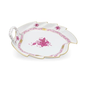 Herend Apponyi Purple Leaf Tray - Vintage Hungarian Porcelain Dish