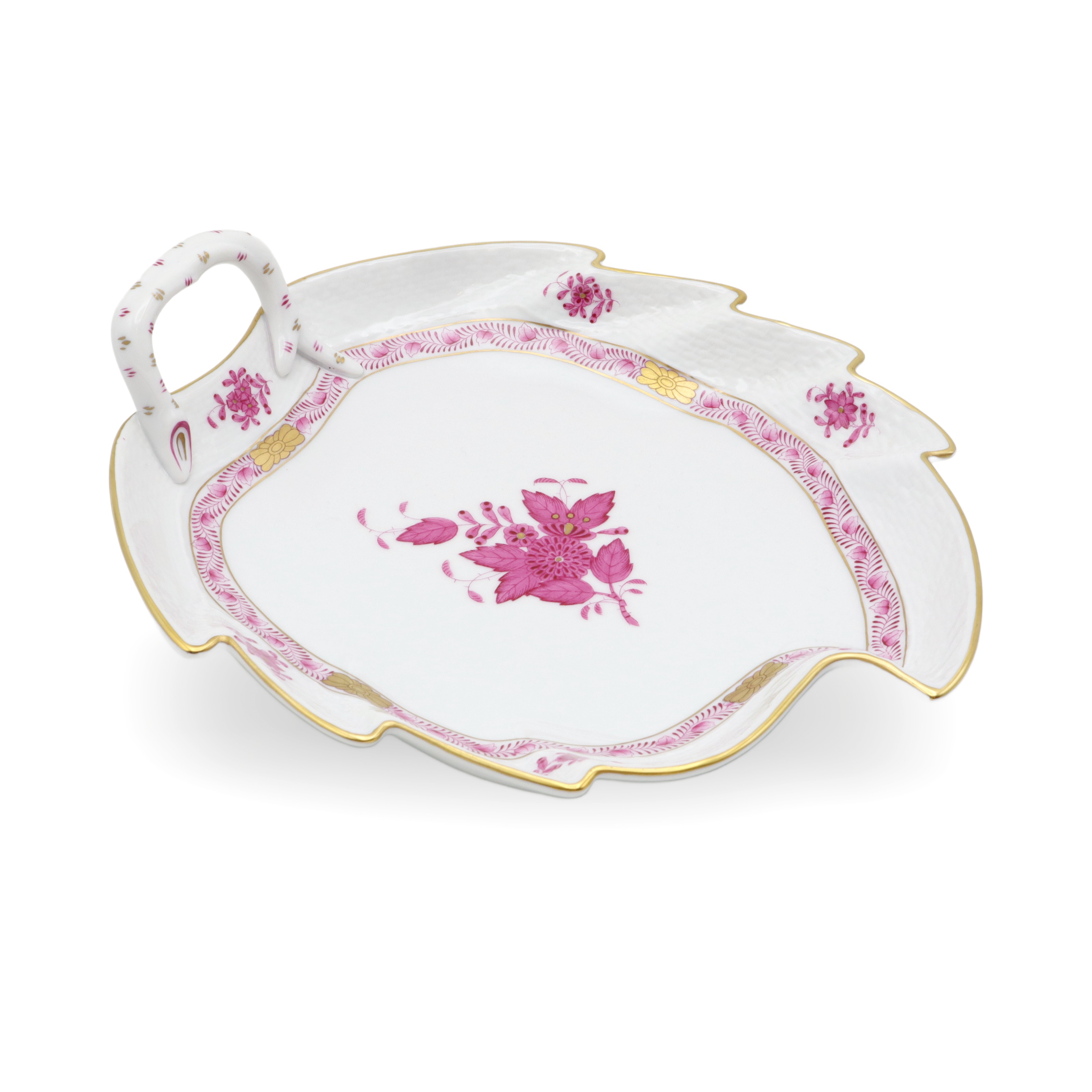 Herend Apponyi Purple Leaf Tray - Vintage Hungarian Porcelain Dish