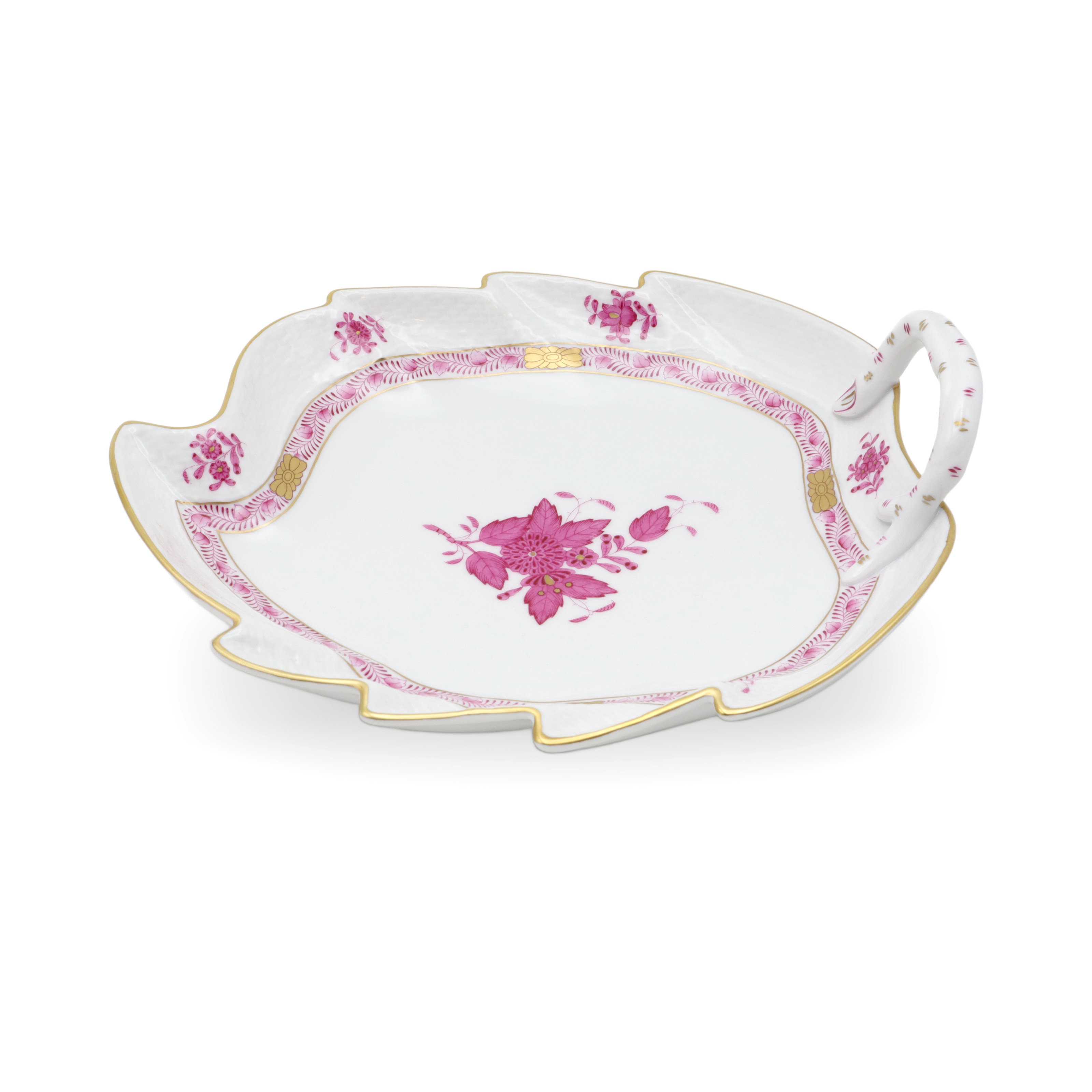 Herend Apponyi Purple Leaf Tray - Vintage Hungarian Porcelain Dish