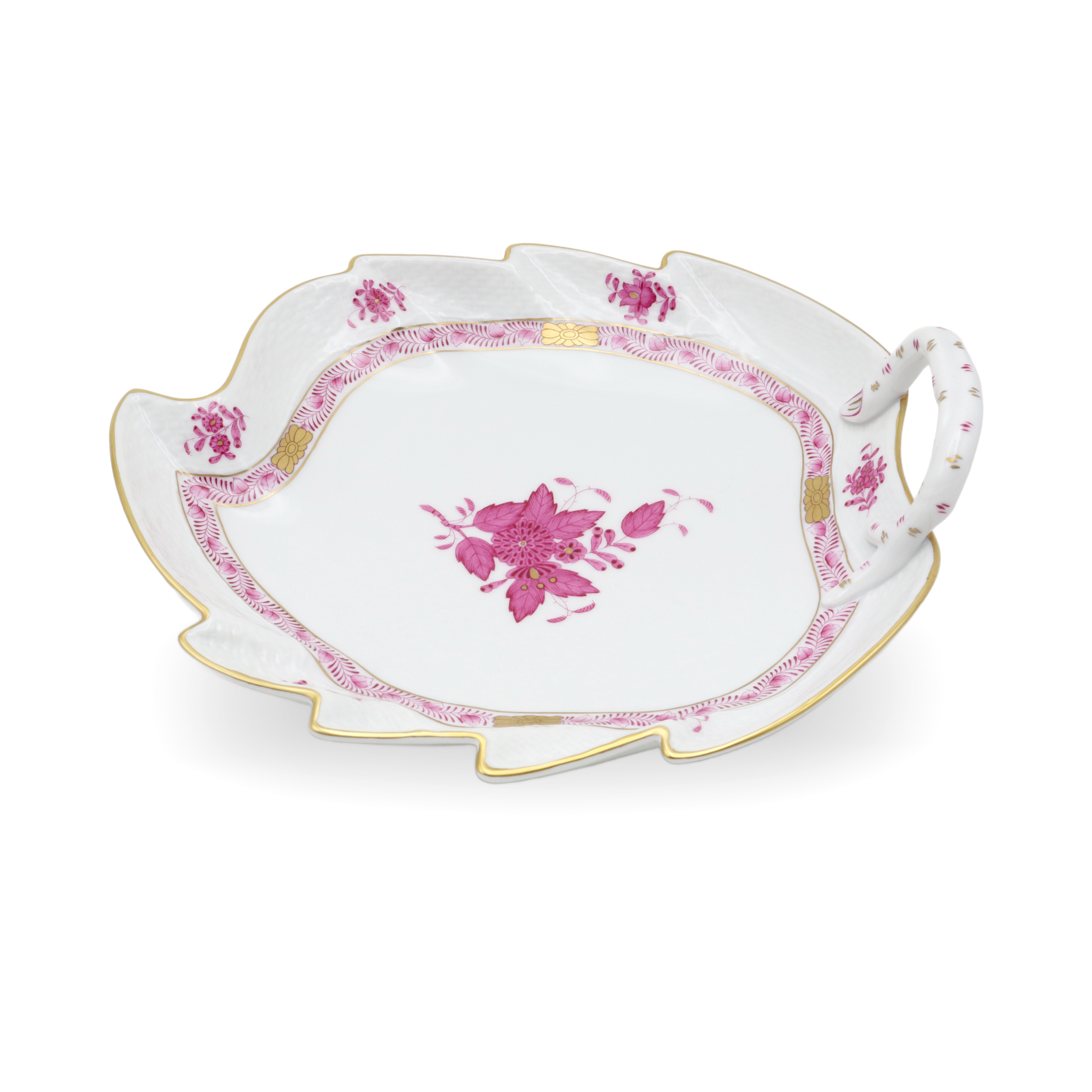 Herend Apponyi Purple Leaf Tray - Vintage Hungarian Porcelain Dish