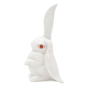 Herend Figurines White Rabbit - Vintage Hungarian Porcelain Bunny Statue