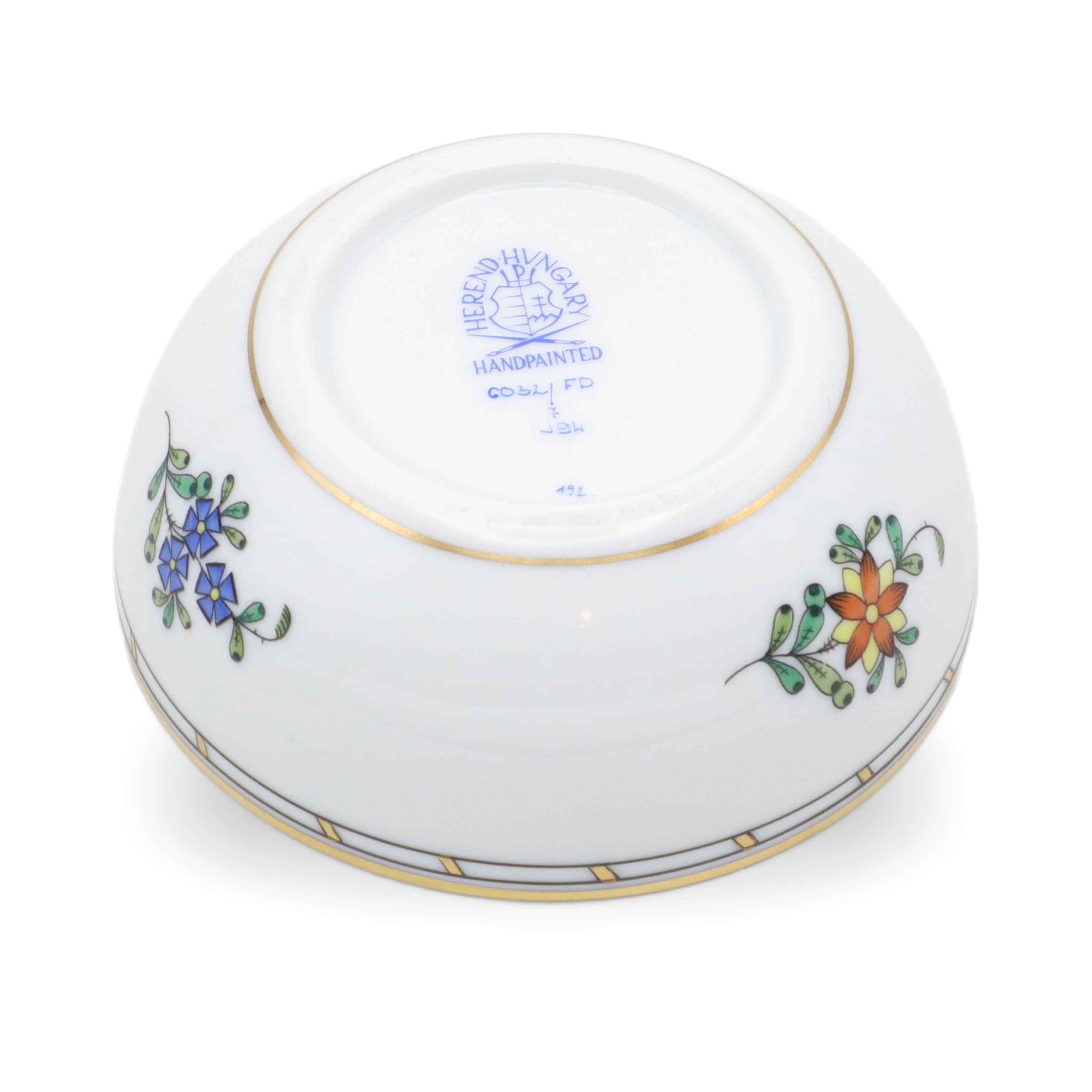 Herend Multi Color Indian Basket Trinket Box - Hand Painted - Porcelain Keepsake - Hungarian Collectible