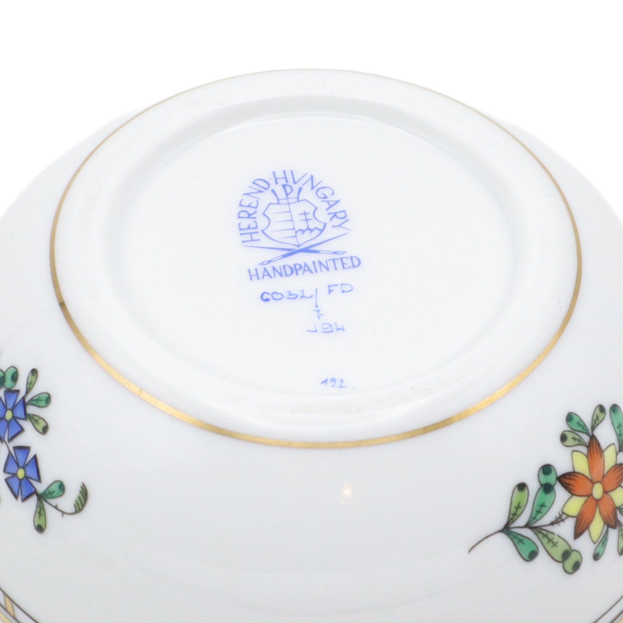 Herend Multi Color Indian Basket Trinket Box - Hand Painted - Porcelain Keepsake - Hungarian Collectible