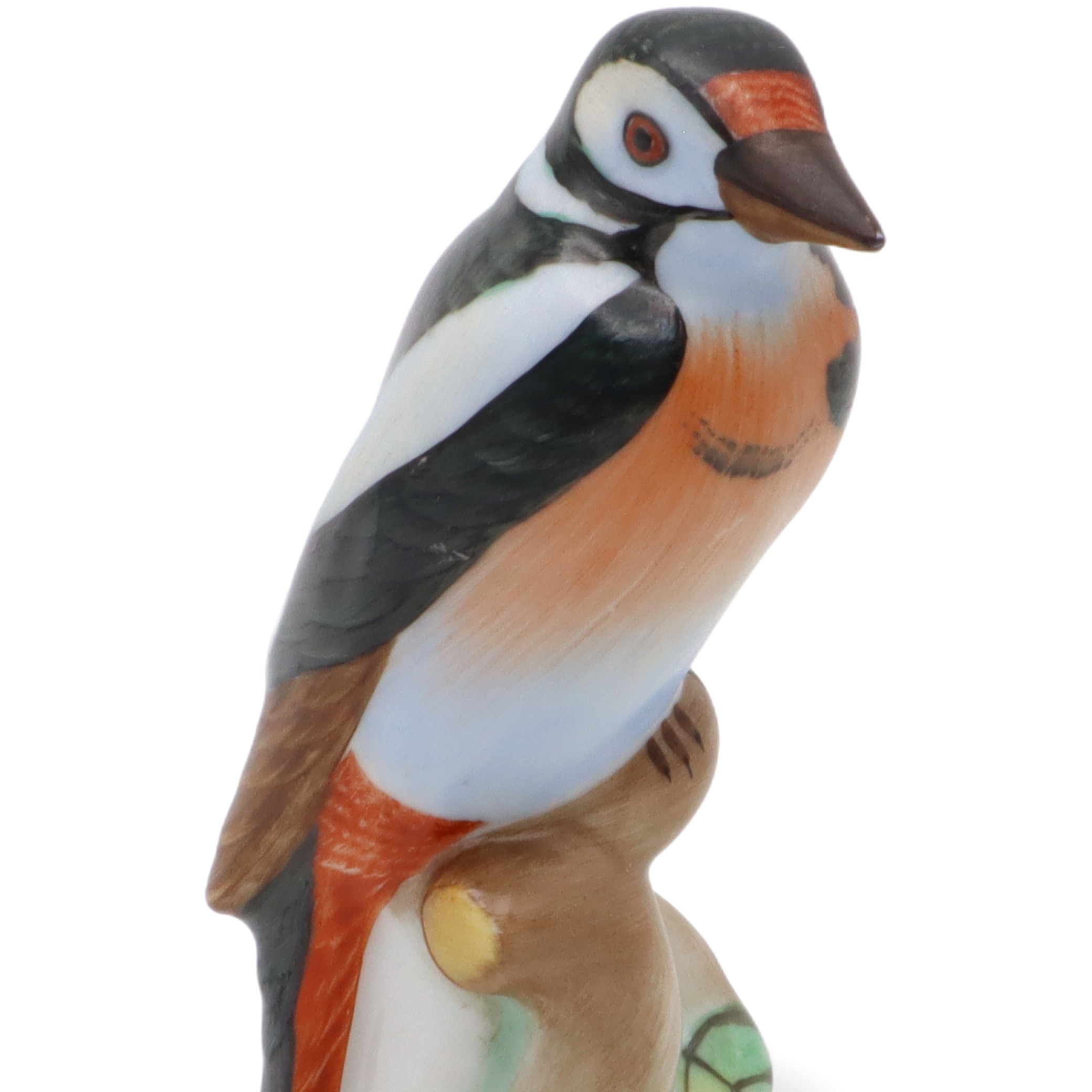 Herend Porcelain Woodpecker Bird Figurine - Hungary - Hand Painted - Table Decor - Wildlife Sculpture - Mid Century