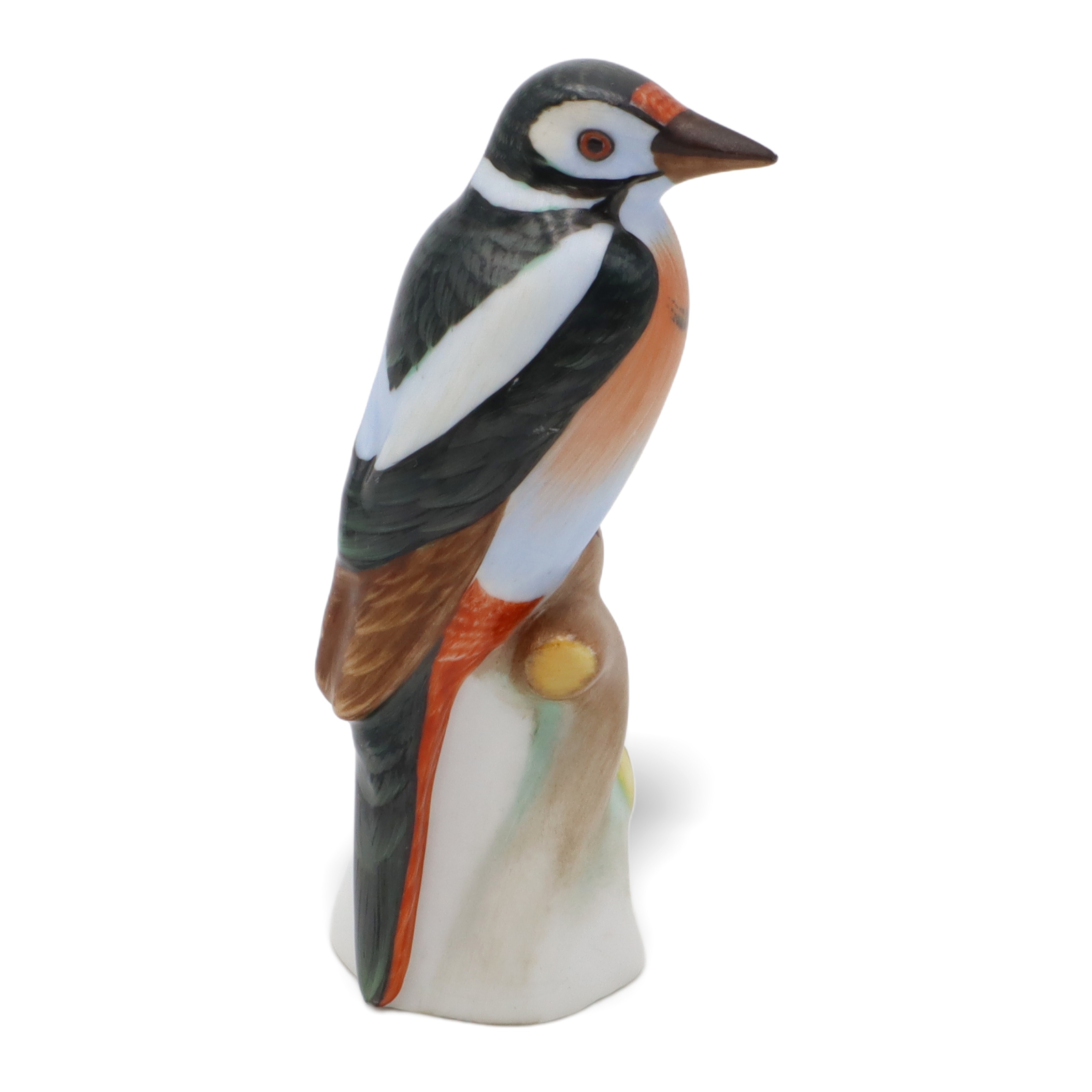 Herend Porcelain Woodpecker Bird Figurine - Hungary - Hand Painted - Table Decor - Wildlife Sculpture - Mid Century