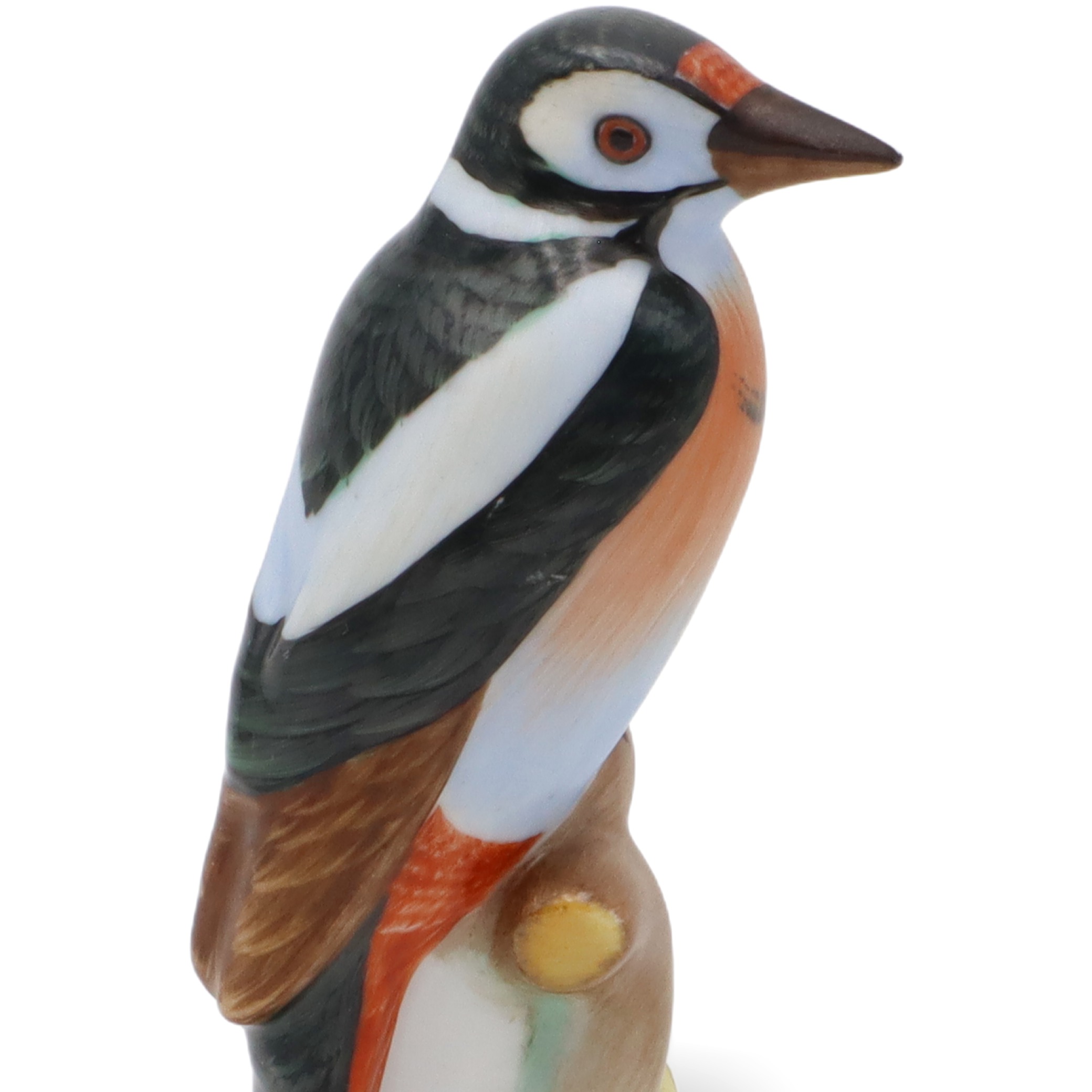 Herend Porcelain Woodpecker Bird Figurine - Hungary - Hand Painted - Table Decor - Wildlife Sculpture - Mid Century