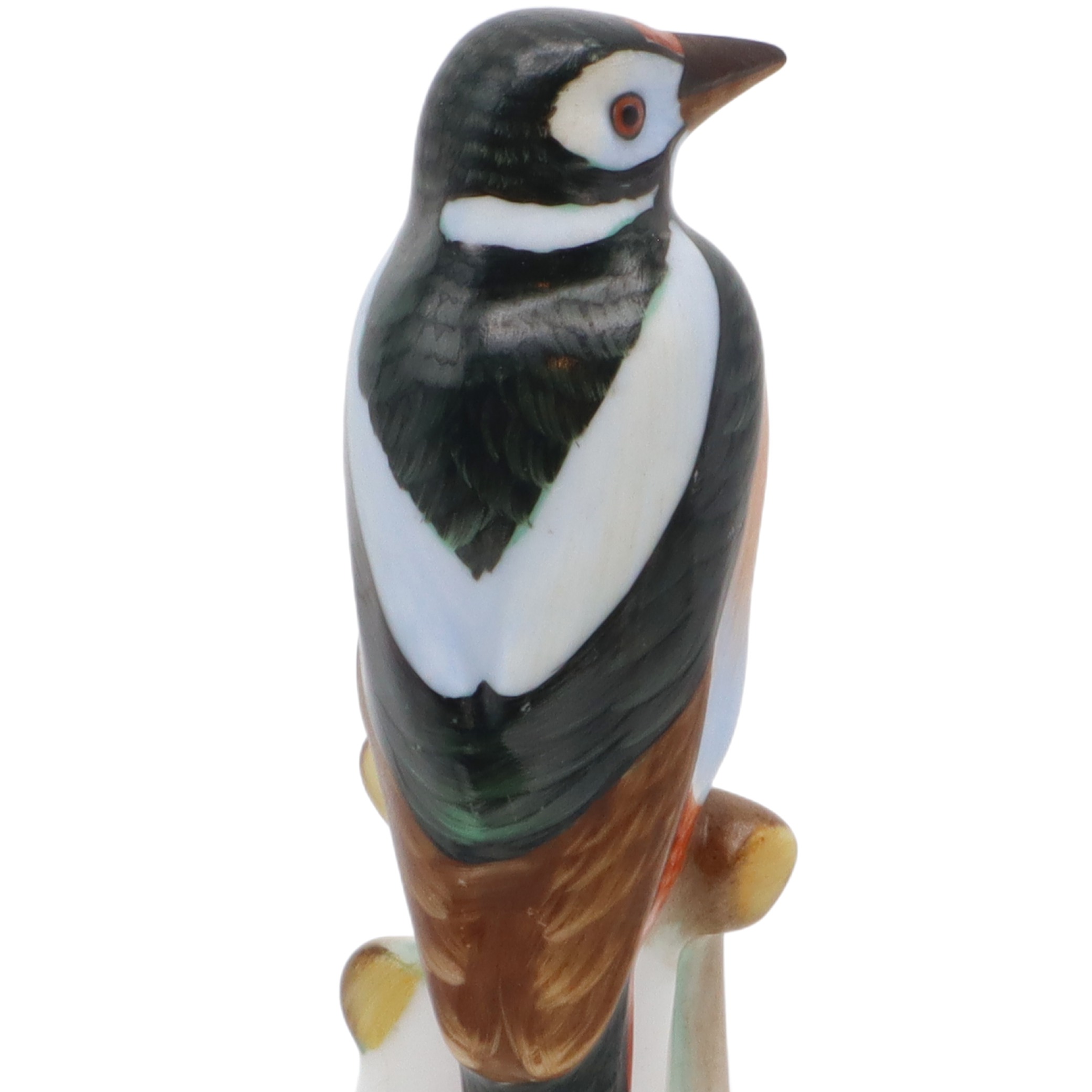 Herend Porcelain Woodpecker Bird Figurine - Hungary - Hand Painted - Table Decor - Wildlife Sculpture - Mid Century