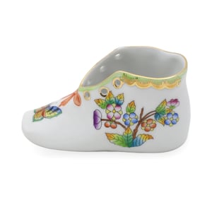 Herend Queen Victoria Baby Shoe - Vintage Porcelain Figurine - Hand Painted - Hungary Collectible