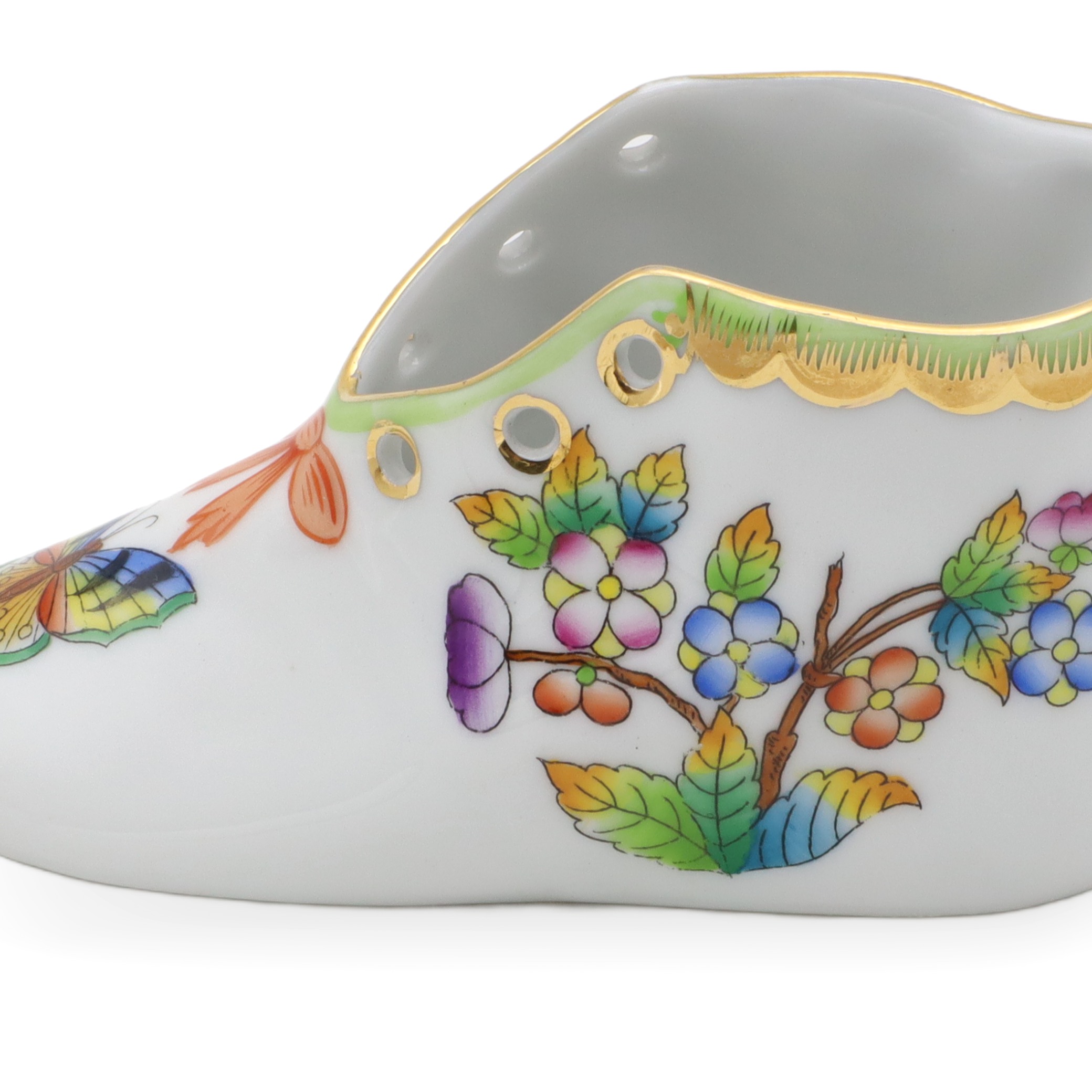 Herend Queen Victoria Baby Shoe - Vintage Porcelain Figurine - Hand Painted - Hungary Collectible