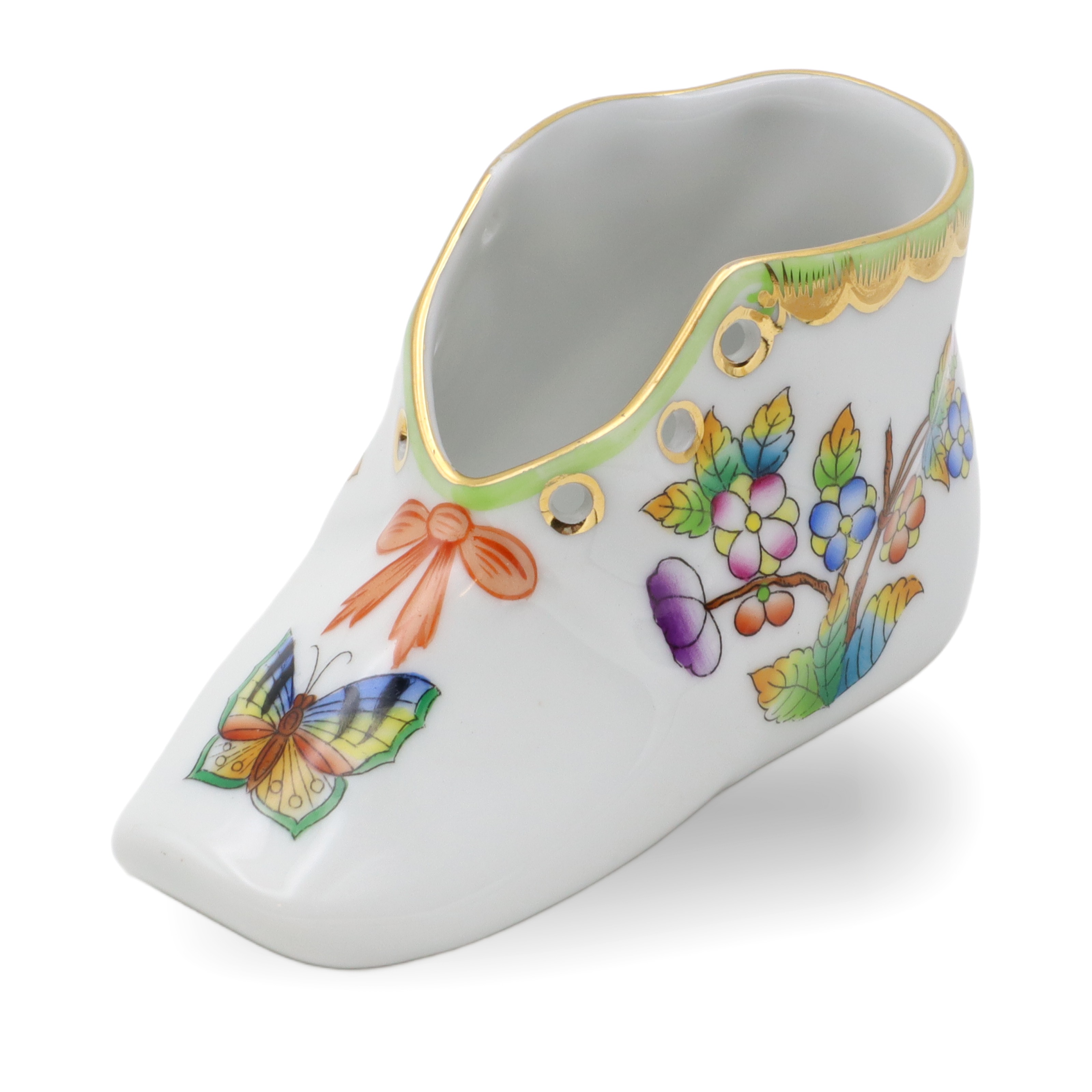 Herend Queen Victoria Baby Shoe - Vintage Porcelain Figurine - Hand Painted - Hungary Collectible