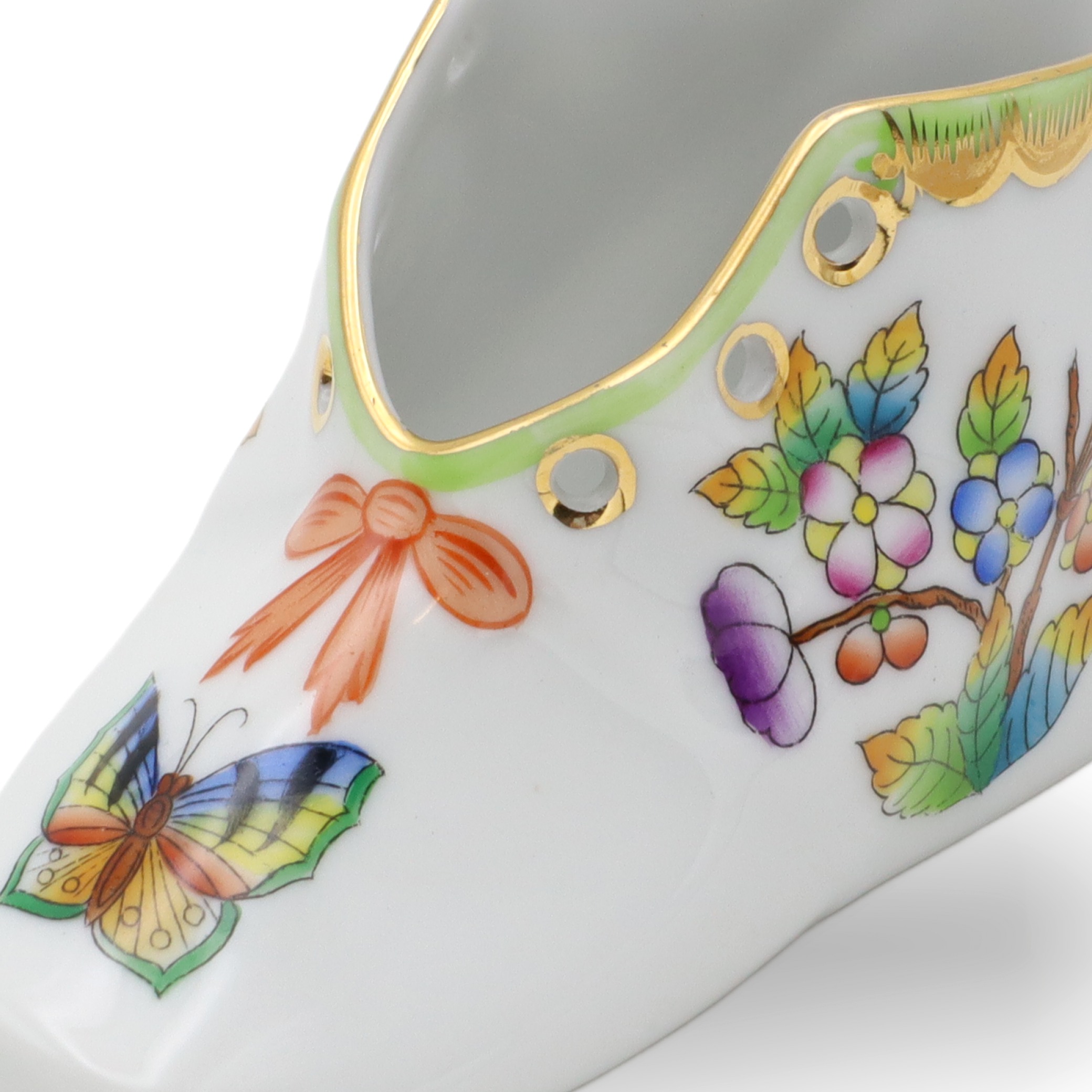 Herend Queen Victoria Baby Shoe - Vintage Porcelain Figurine - Hand Painted - Hungary Collectible