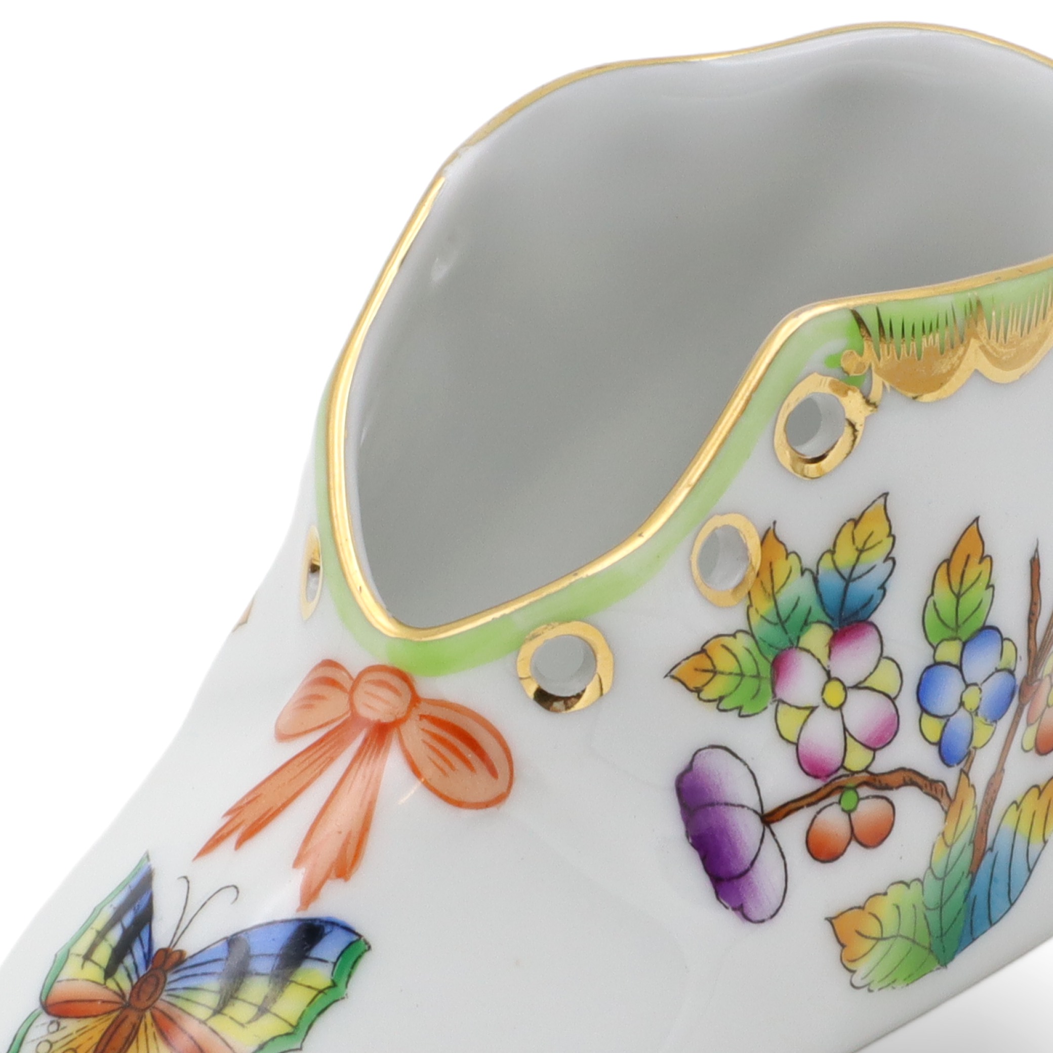 Herend Queen Victoria Baby Shoe - Vintage Porcelain Figurine - Hand Painted - Hungary Collectible