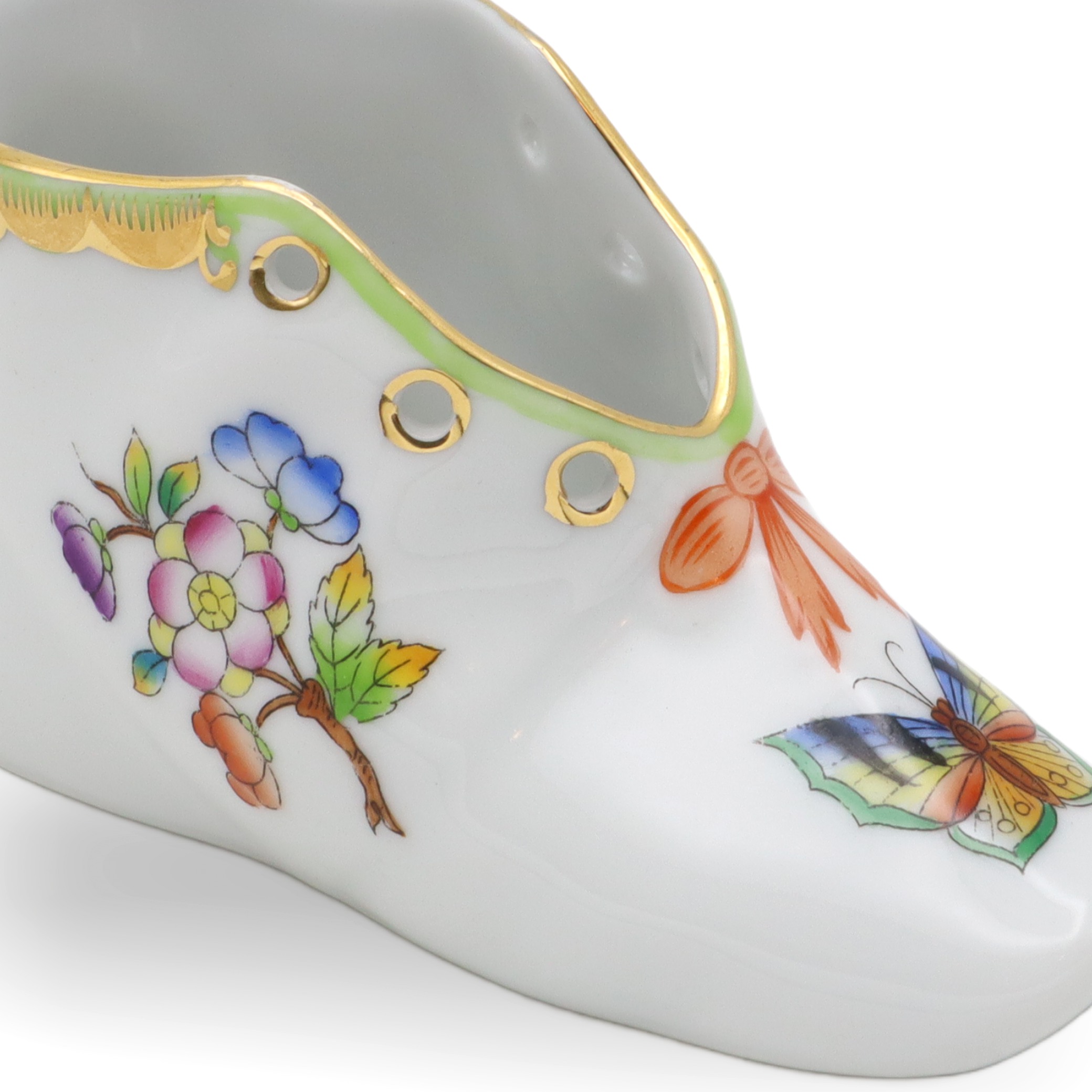 Herend Queen Victoria Baby Shoe - Vintage Porcelain Figurine - Hand Painted - Hungary Collectible