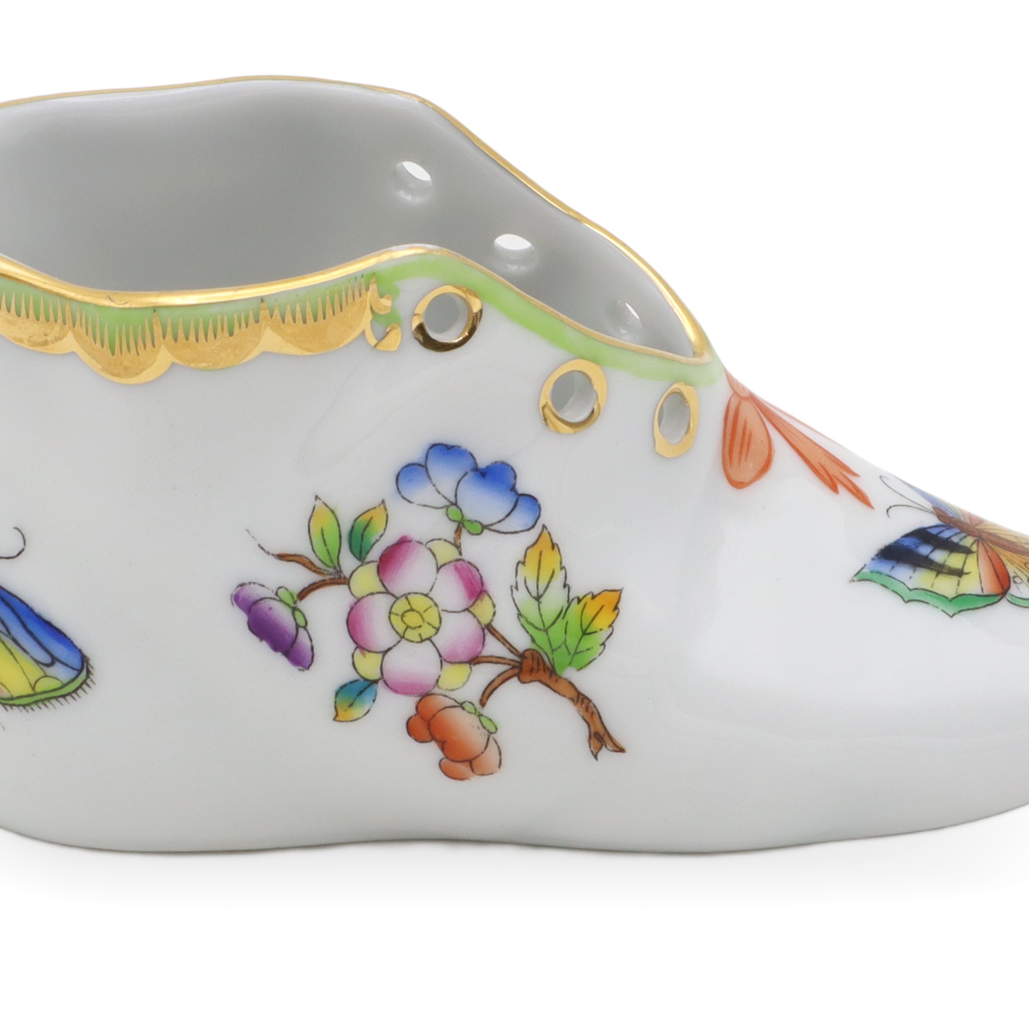 Herend Queen Victoria Baby Shoe - Vintage Porcelain Figurine - Hand Painted - Hungary Collectible