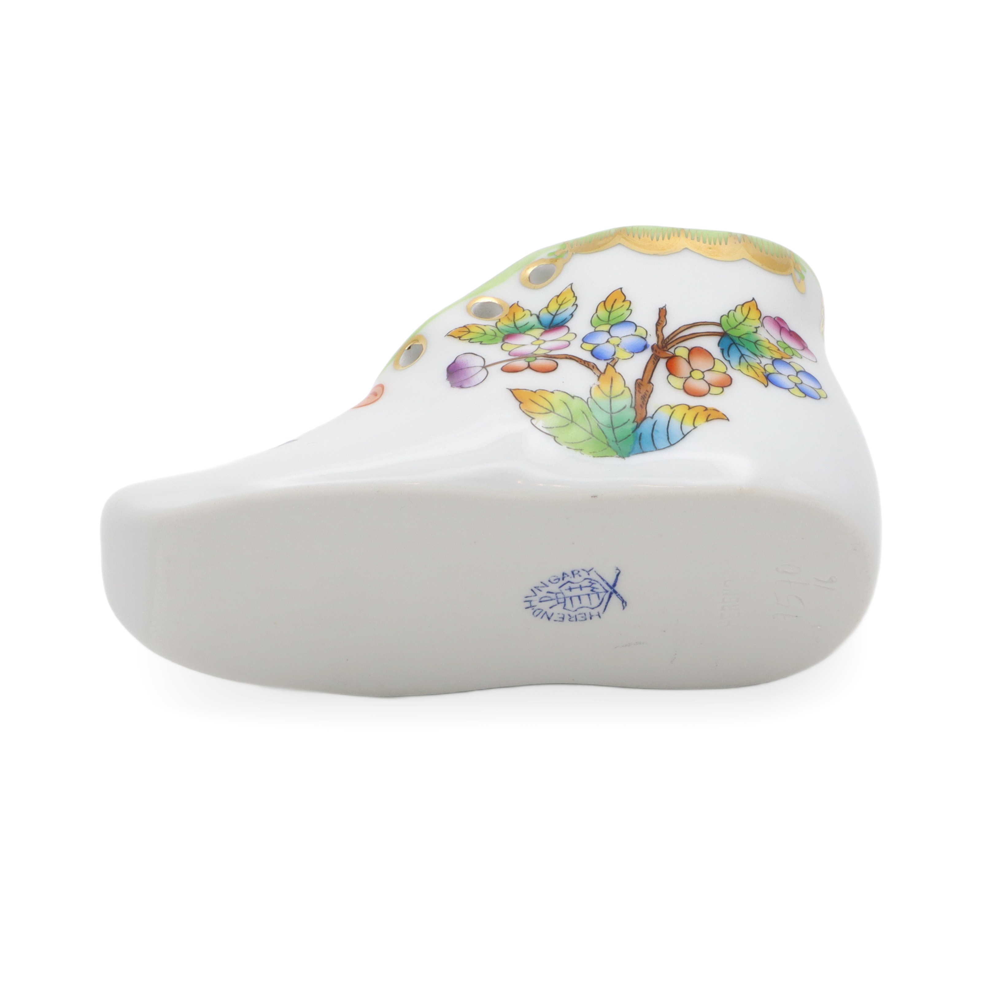 Herend Queen Victoria Baby Shoe - Vintage Porcelain Figurine - Hand Painted - Hungary Collectible