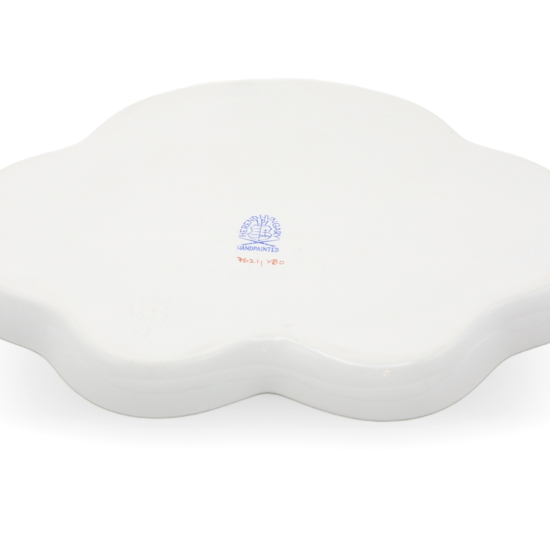 Herend Queen Victoria Scalloped Tray - Handpainted Porcelain - Butterfly Motif - Hungarian Fine China - Vintage Server