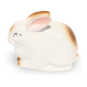 Animal Figurine Rabbit Zsolnay Porcelain White Bunny - Hungary - Vintage Collectibleb Decor