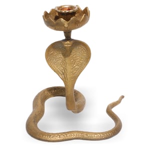 Bronze Snake Candelabrum - Vintage Cobra Candle Holder