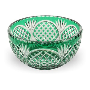 Vintage Bohemian Crystal Glass Bowl - Czech Table Decor