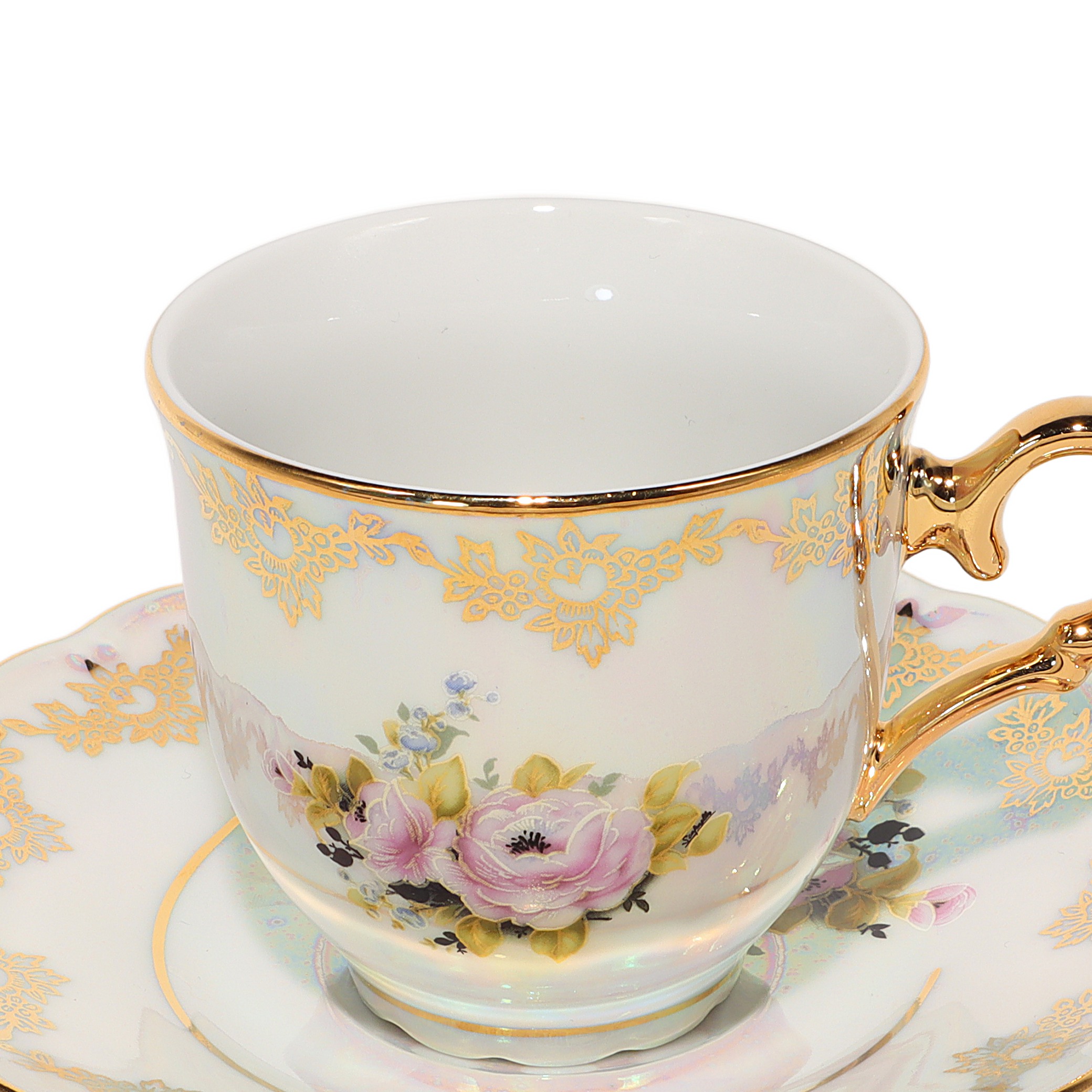 Vintage Czech Teacup Set - Art Deco - Iridescent Finish Thumbnail for Vintage Czech Teacup Set - Art Deco - Iridescent Finish