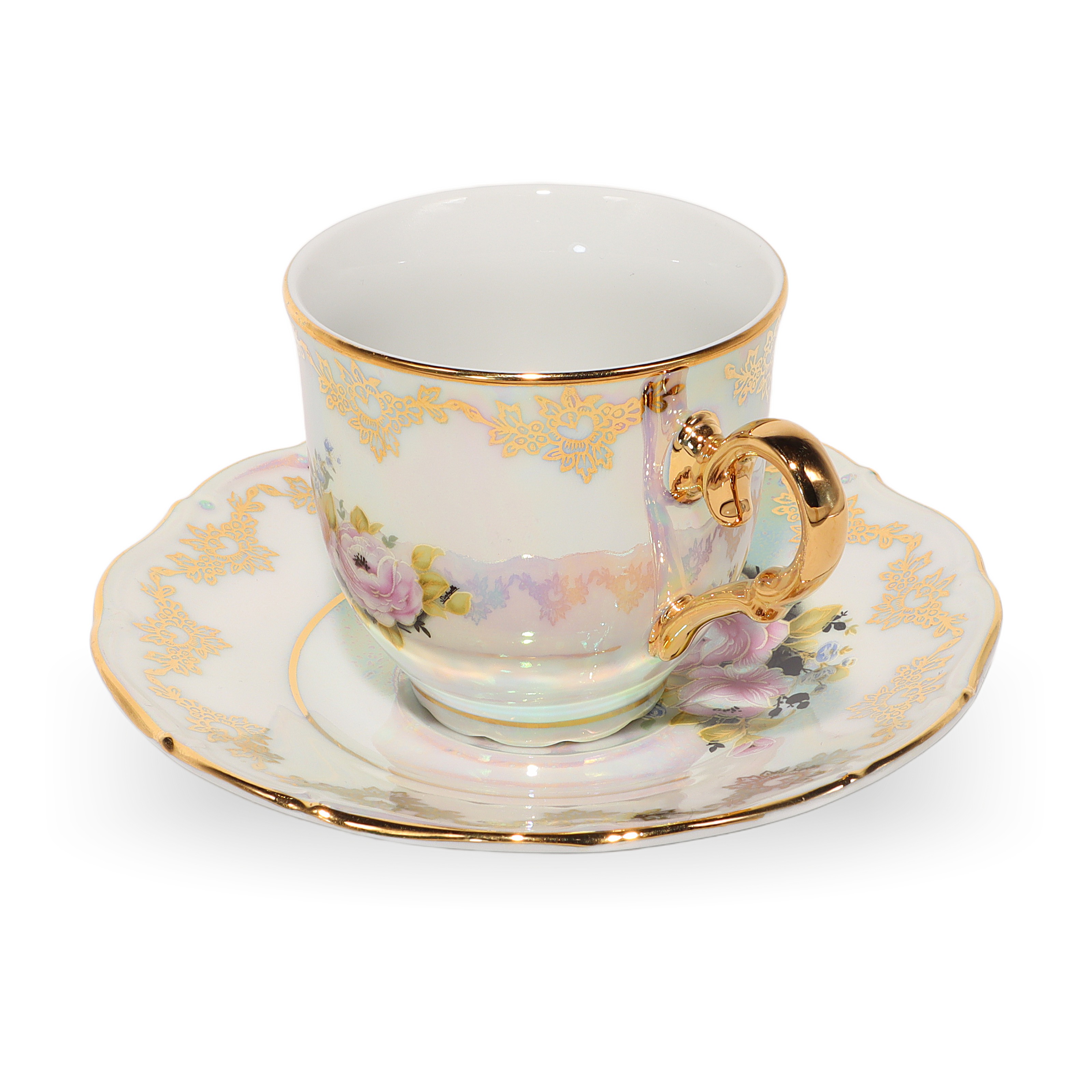 Vintage Czech Teacup Set - Art Deco - Iridescent Finish Thumbnail for Vintage Czech Teacup Set - Art Deco - Iridescent Finish