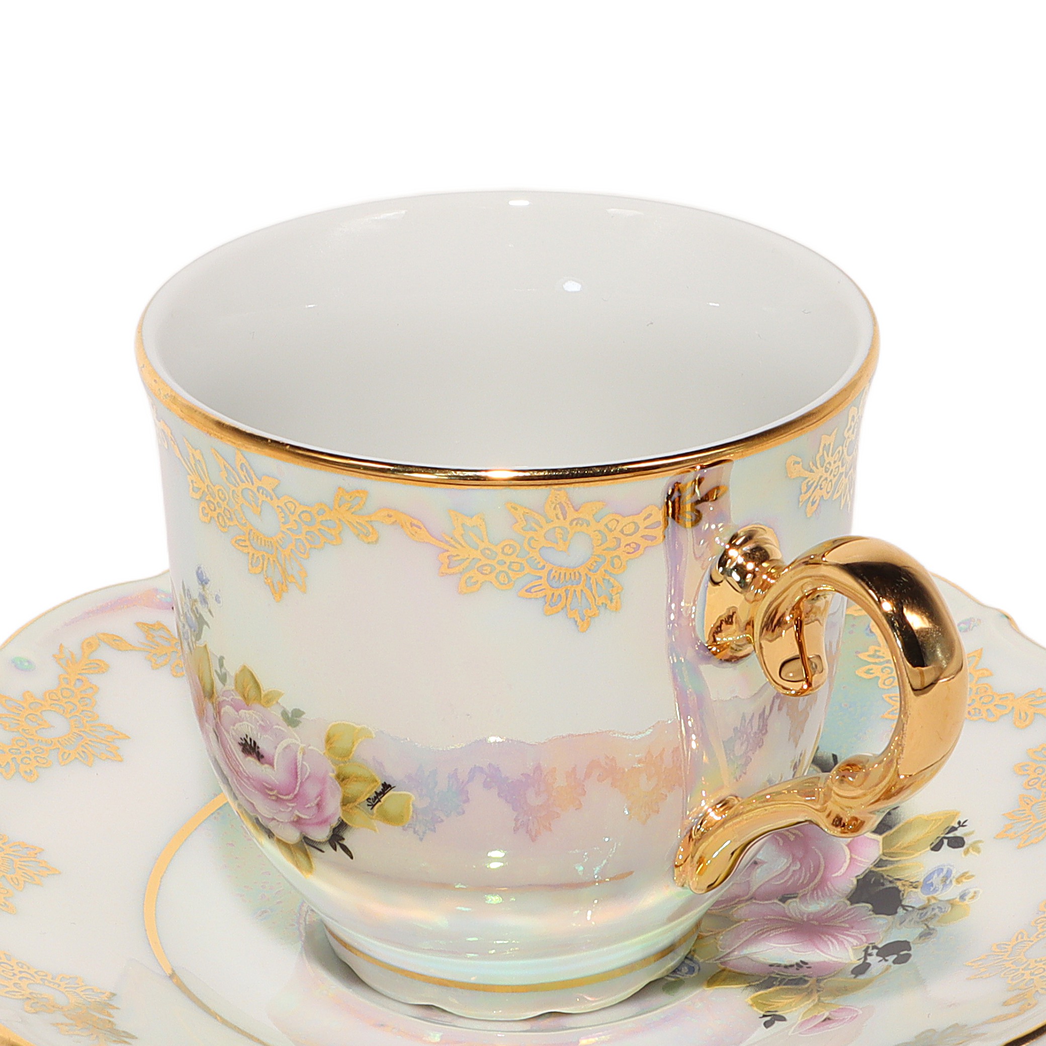 Vintage Czech Teacup Set - Art Deco - Iridescent Finish Thumbnail for Vintage Czech Teacup Set - Art Deco - Iridescent Finish