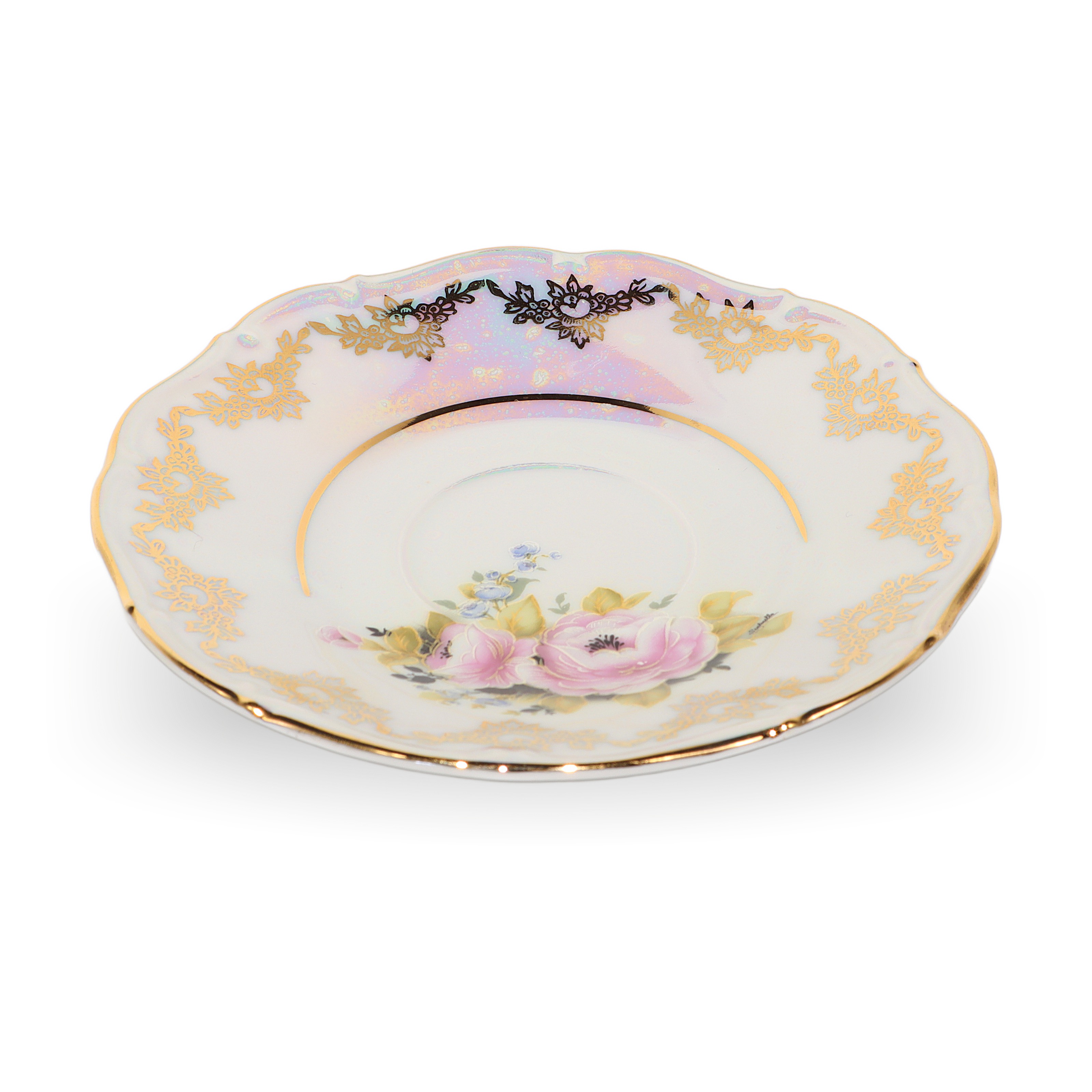 Vintage Czech Teacup Set - Art Deco - Iridescent Finish Thumbnail for Vintage Czech Teacup Set - Art Deco - Iridescent Finish