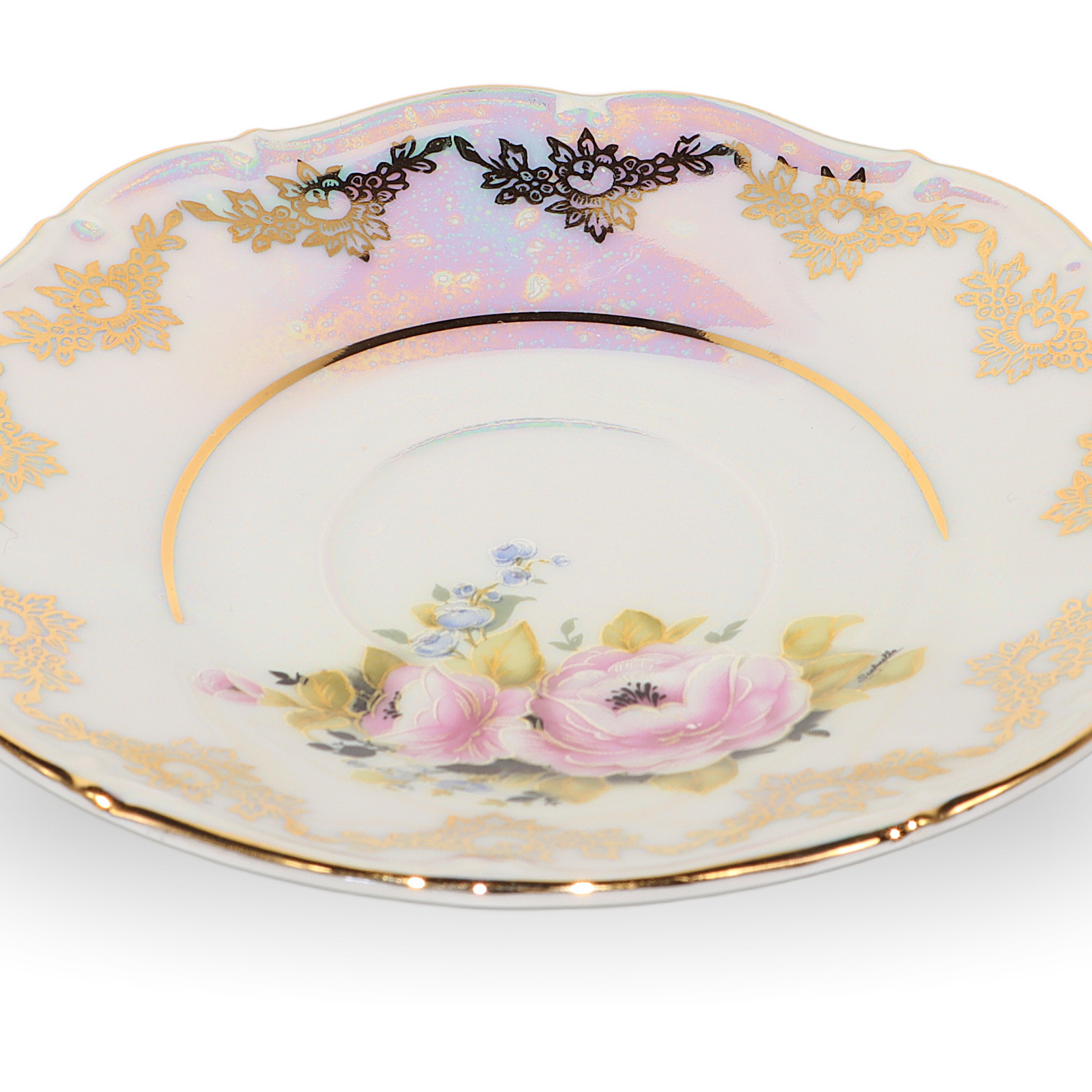 Vintage Czech Teacup Set - Art Deco - Iridescent Finish Thumbnail for Vintage Czech Teacup Set - Art Deco - Iridescent Finish