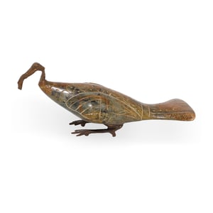 Egyptian Hand Carved Sacred Ibis Figurine Made From Soapstone And Bronze