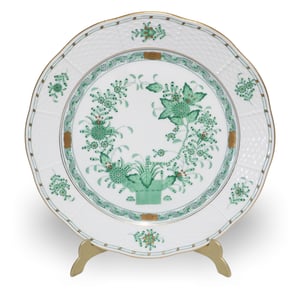 Herend Indian Basket Green Large Plate - Porcelain Dinnerware - Hand-painted Hungary