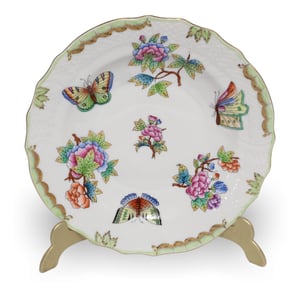 Herend Queen Victoria Dessert Plate 1518 - Hand Painted Porcelain - Butterfly Motif