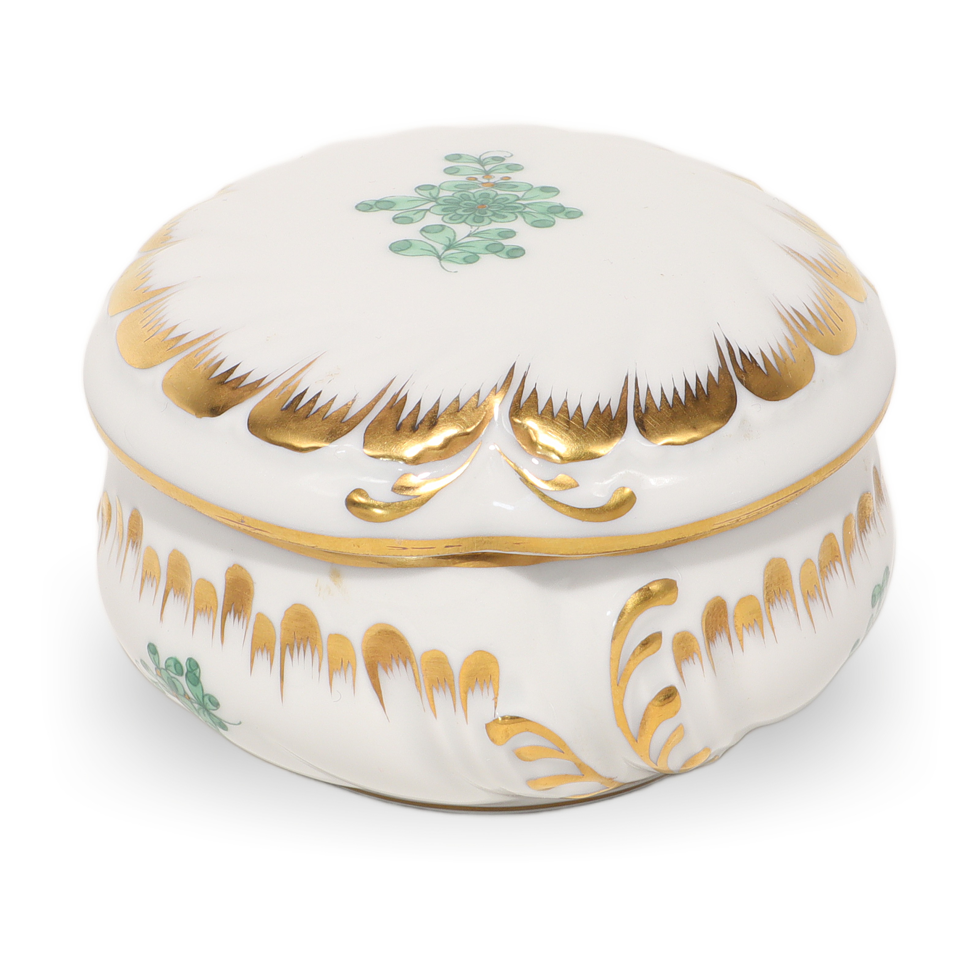Herend Waldstein Green Trinket Box - Porcelain - Hand Painted Herend Waldstein Green Trinket Box - Porcelain - Hand Painted