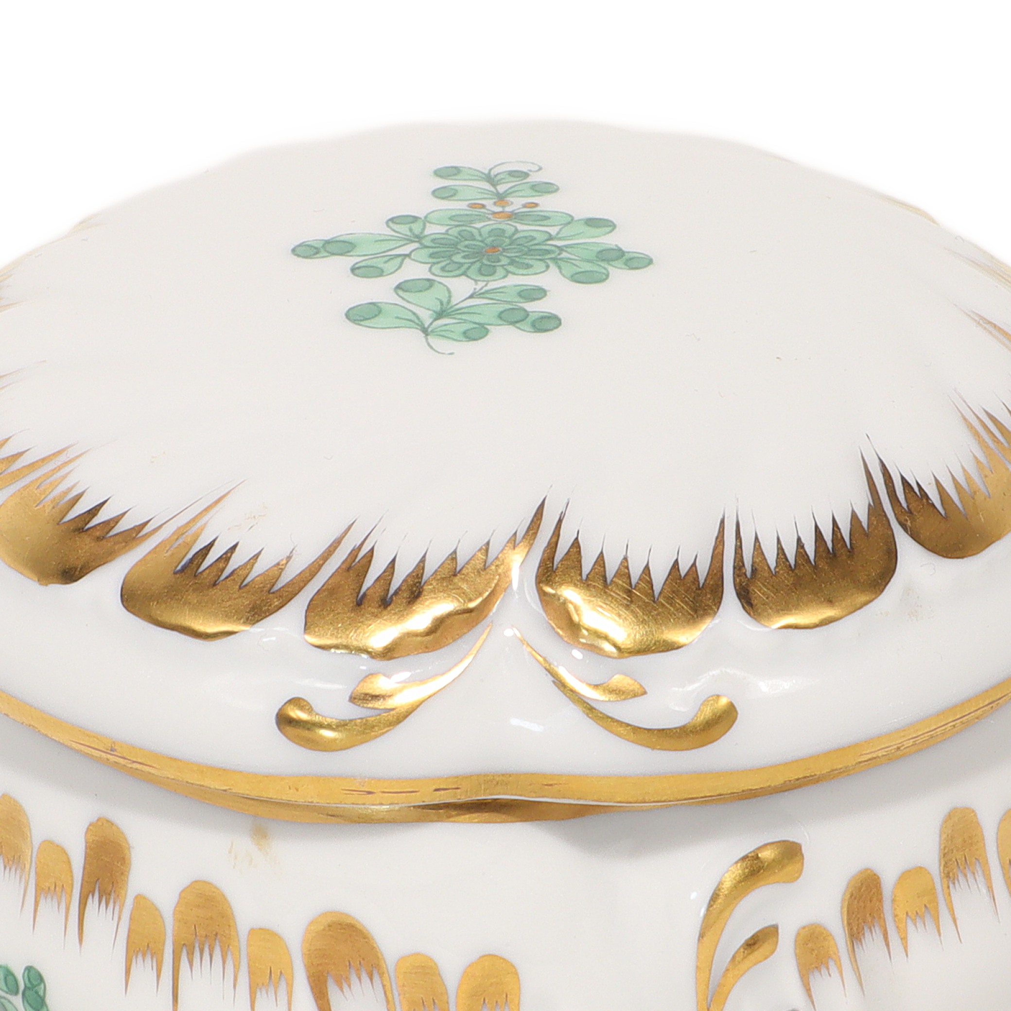 Herend Waldstein Green Trinket Box - Porcelain - Hand Painted Thumbnail for Herend Waldstein Green Trinket Box - Porcelain - Hand Painted