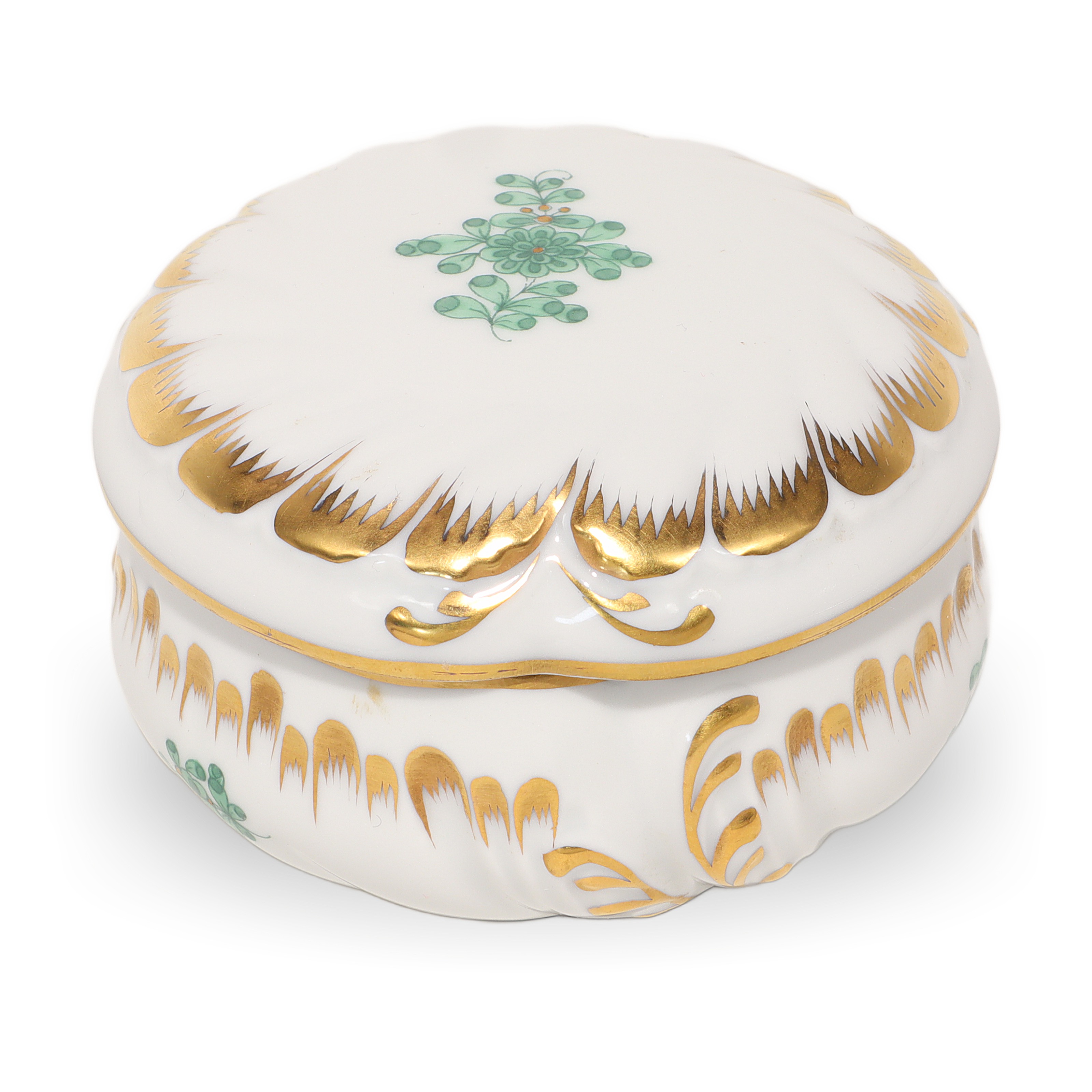 Herend Waldstein Green Trinket Box - Porcelain - Hand Painted Thumbnail for Herend Waldstein Green Trinket Box - Porcelain - Hand Painted