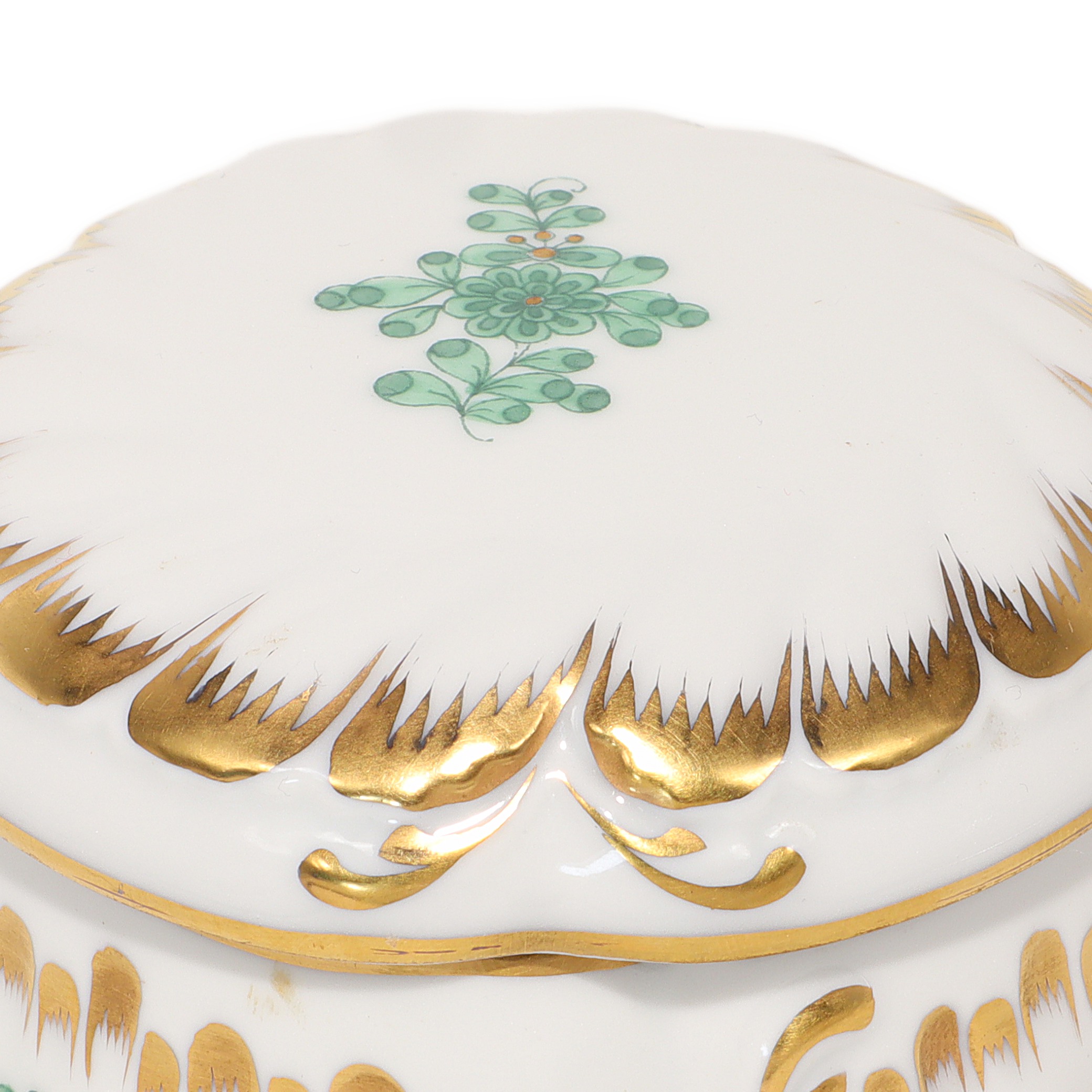 Herend Waldstein Green Trinket Box - Porcelain - Hand Painted Thumbnail for Herend Waldstein Green Trinket Box - Porcelain - Hand Painted