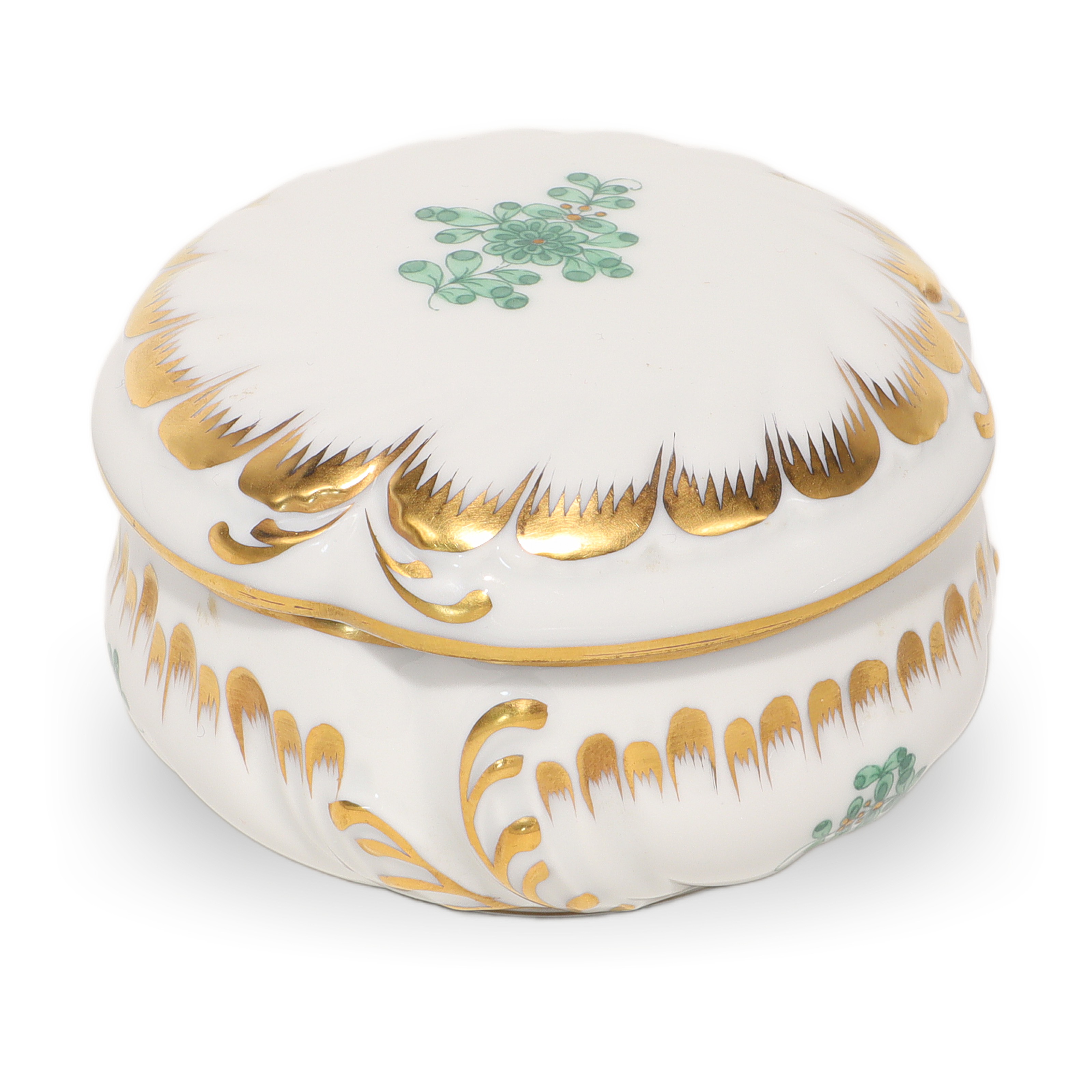 Herend Waldstein Green Trinket Box - Porcelain - Hand Painted Thumbnail for Herend Waldstein Green Trinket Box - Porcelain - Hand Painted
