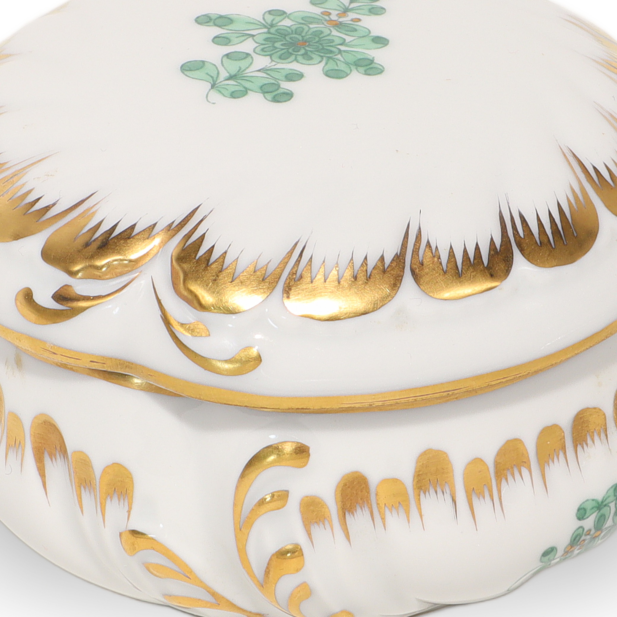 Herend Waldstein Green Trinket Box - Porcelain - Hand Painted Thumbnail for Herend Waldstein Green Trinket Box - Porcelain - Hand Painted