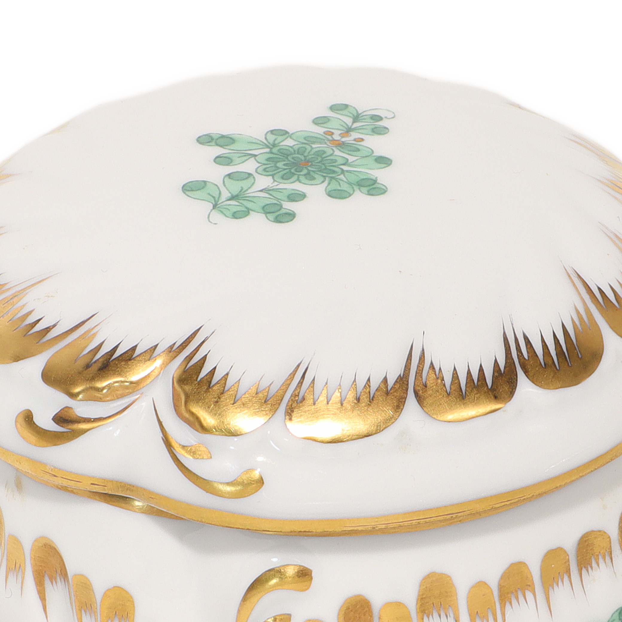 Herend Waldstein Green Trinket Box - Porcelain - Hand Painted Thumbnail for Herend Waldstein Green Trinket Box - Porcelain - Hand Painted