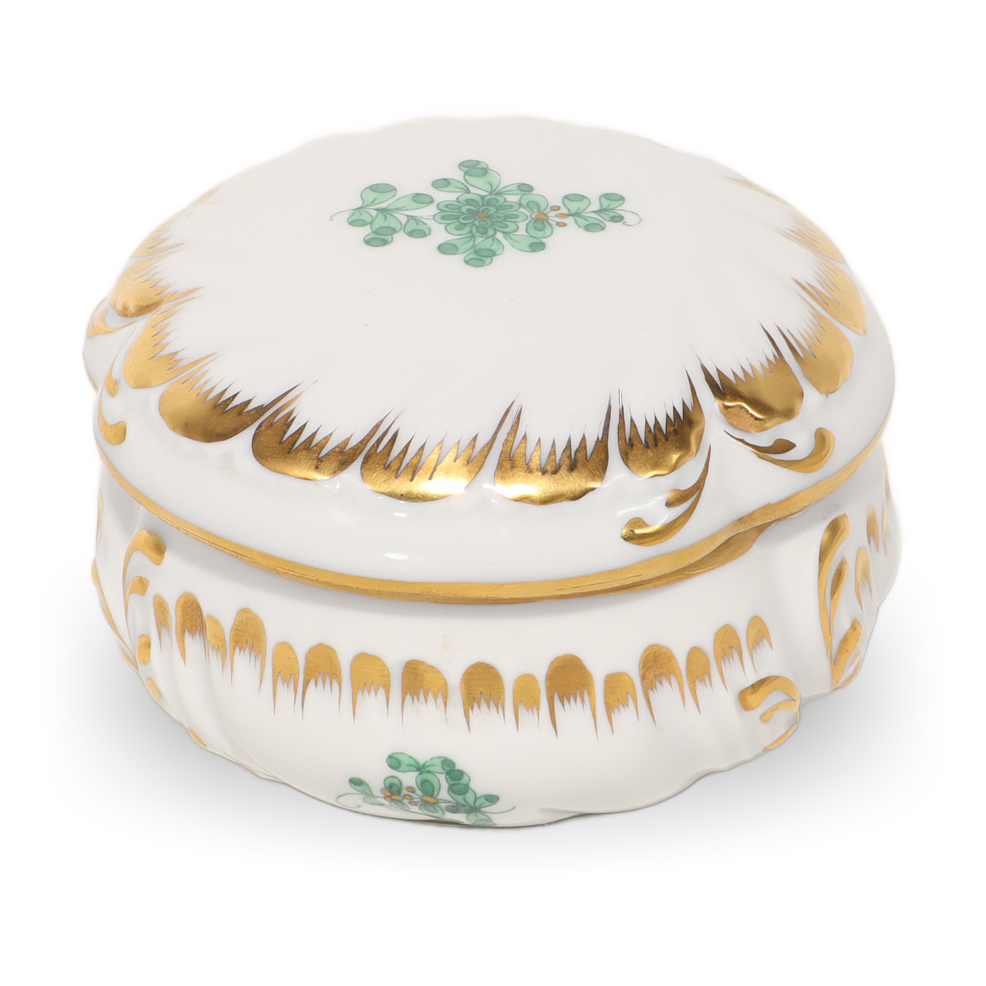 Herend Waldstein Green Trinket Box - Porcelain - Hand Painted Thumbnail for Herend Waldstein Green Trinket Box - Porcelain - Hand Painted