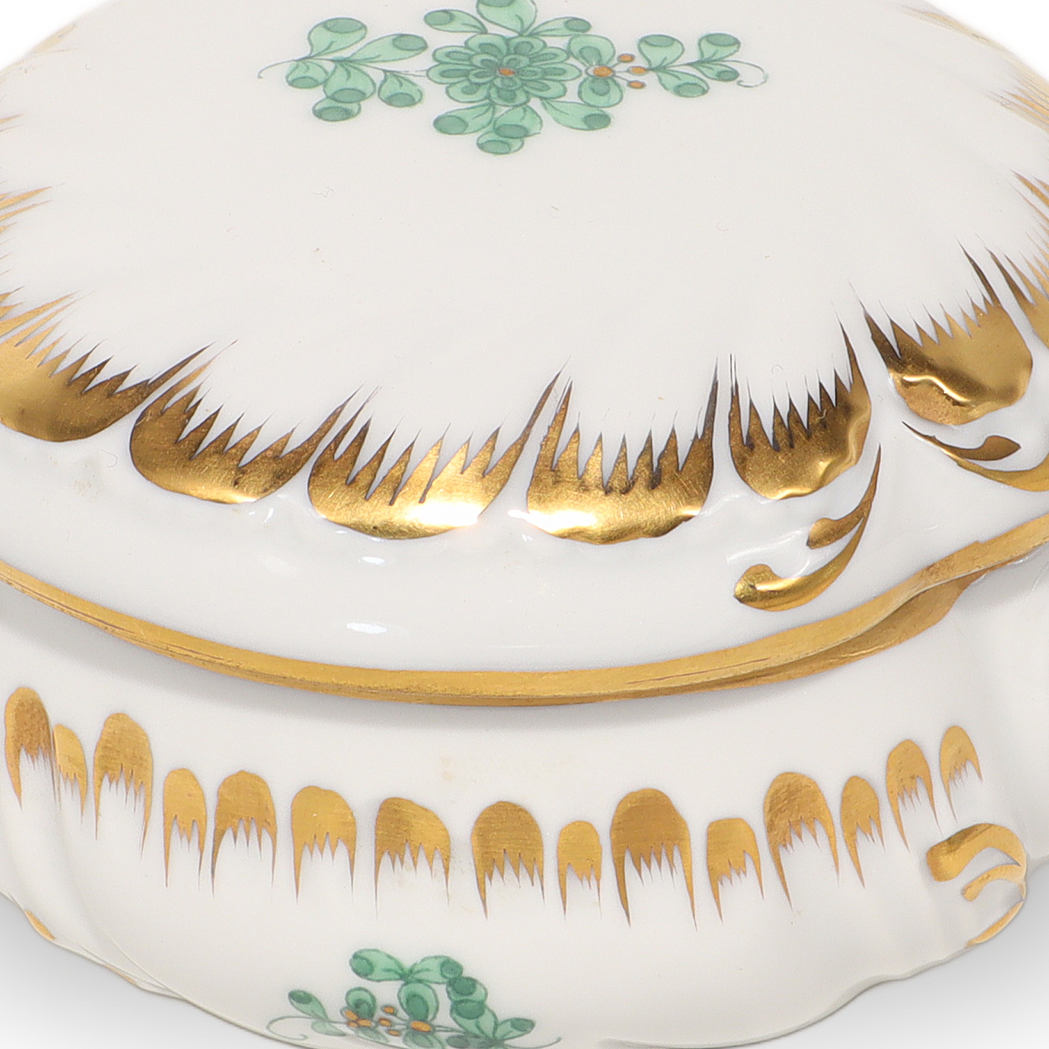 Herend Waldstein Green Trinket Box - Porcelain - Hand Painted Thumbnail for Herend Waldstein Green Trinket Box - Porcelain - Hand Painted