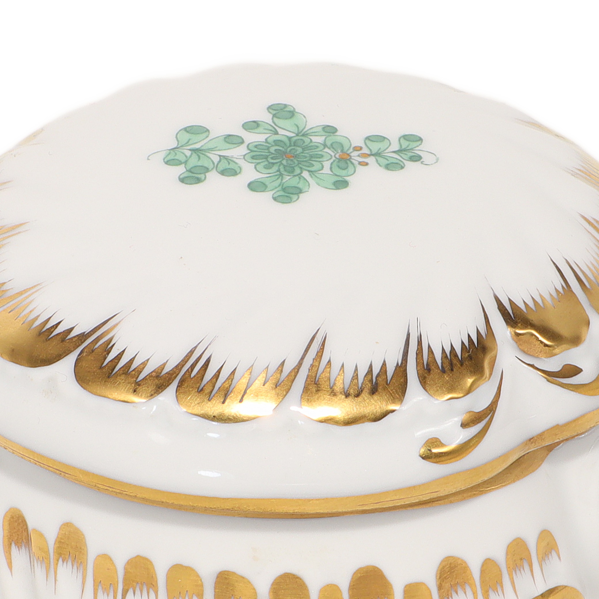 Herend Waldstein Green Trinket Box - Porcelain - Hand Painted Thumbnail for Herend Waldstein Green Trinket Box - Porcelain - Hand Painted