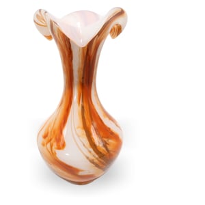 Murano Opaline Florence Vase 70s Italy - Hand Blown - Vintage Italian Art Glass